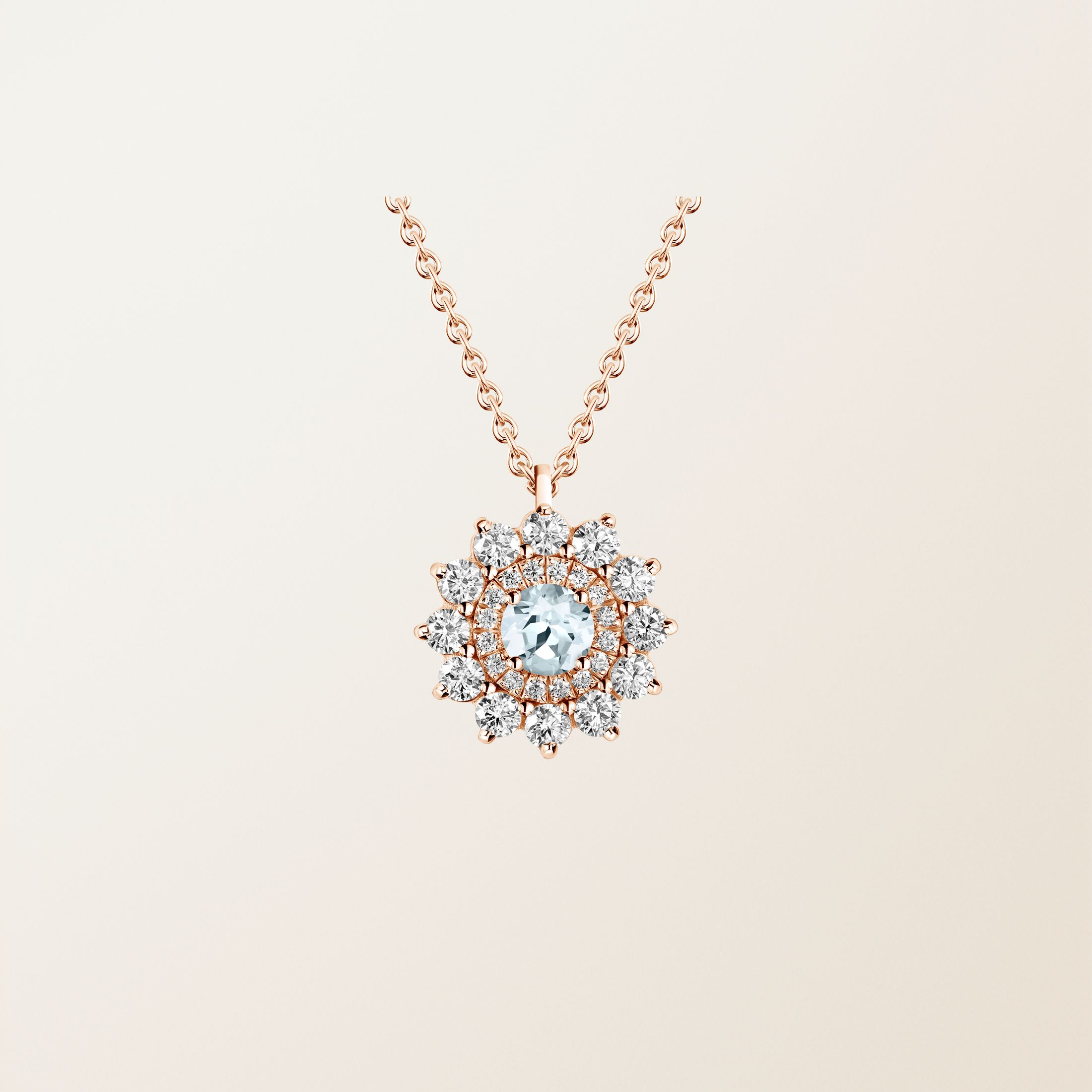 Anhänger 18K Roségold Aquamarin Lefkos