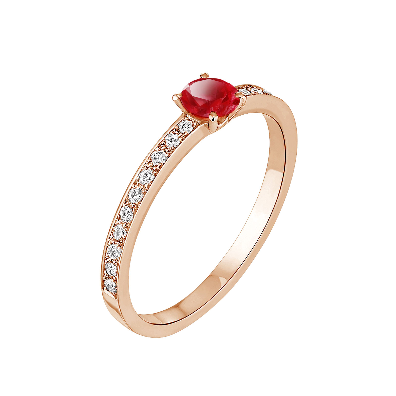 Bague Or rose Rubis et diamants Milady 1