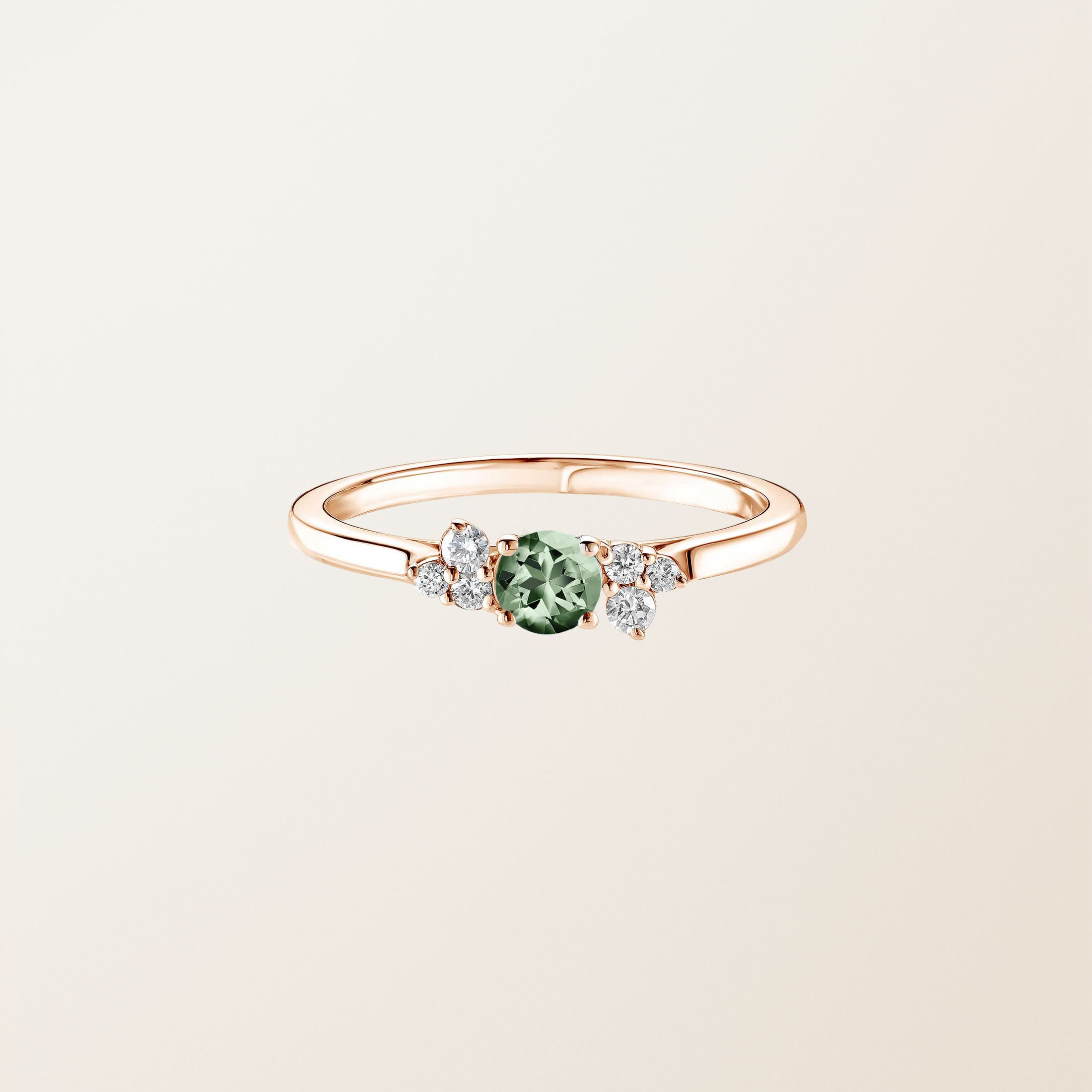 Bague Or rose 18 cts Baby EverBloom Saphir Vert