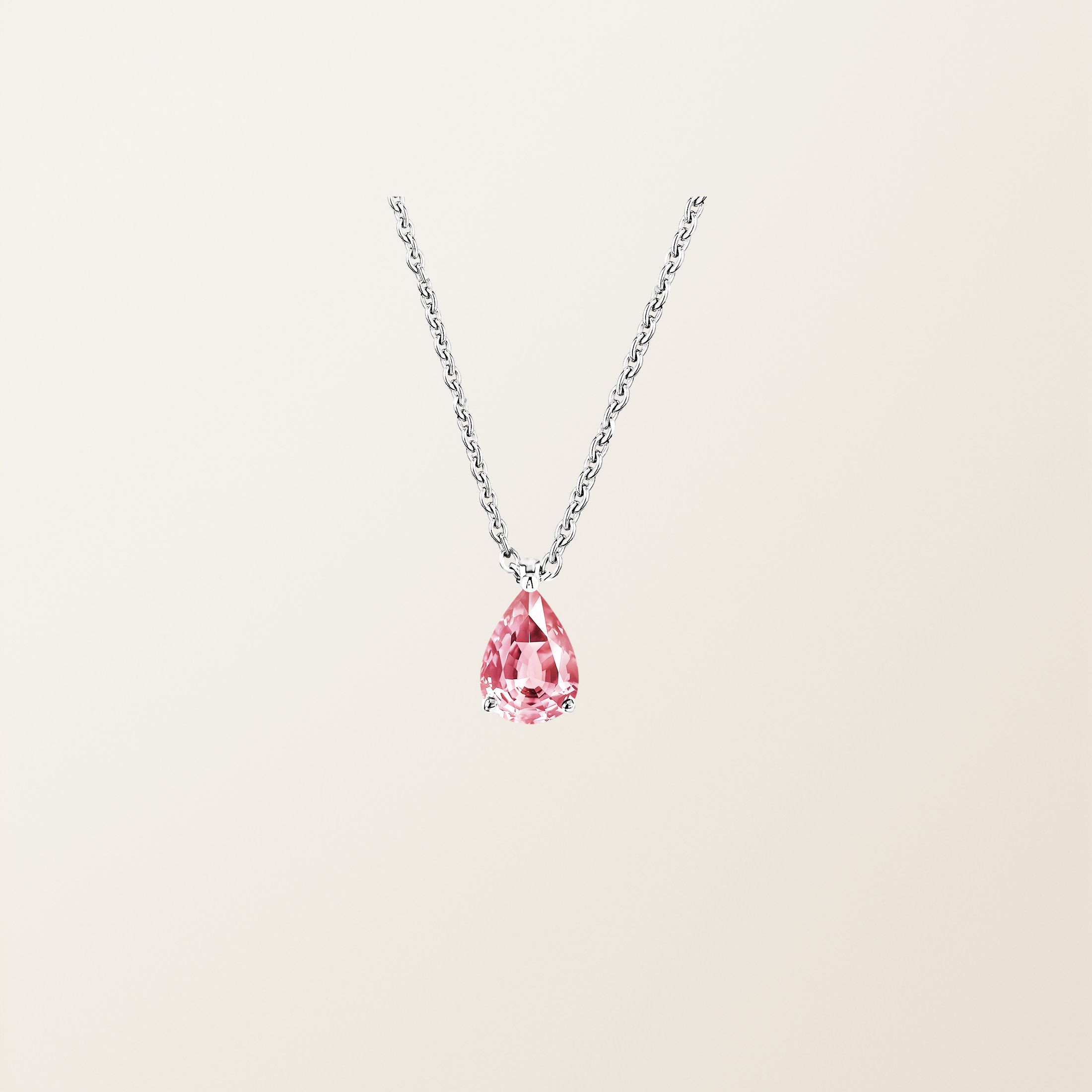 Pendentif Or blanc 18 cts Tourmaline Lady Poire M
