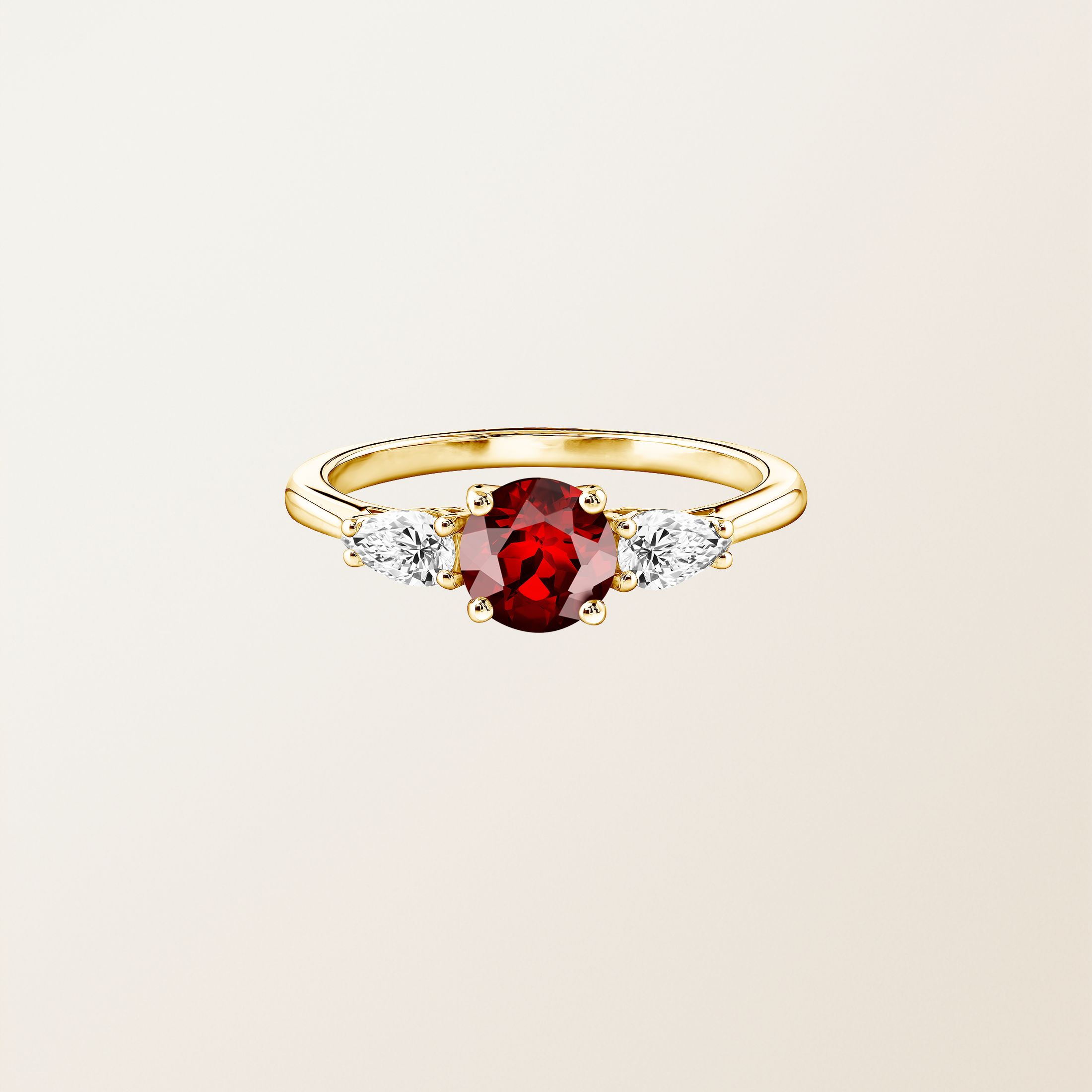 Bague Or jaune 18 cts Grenat Lady Duo de Poires
