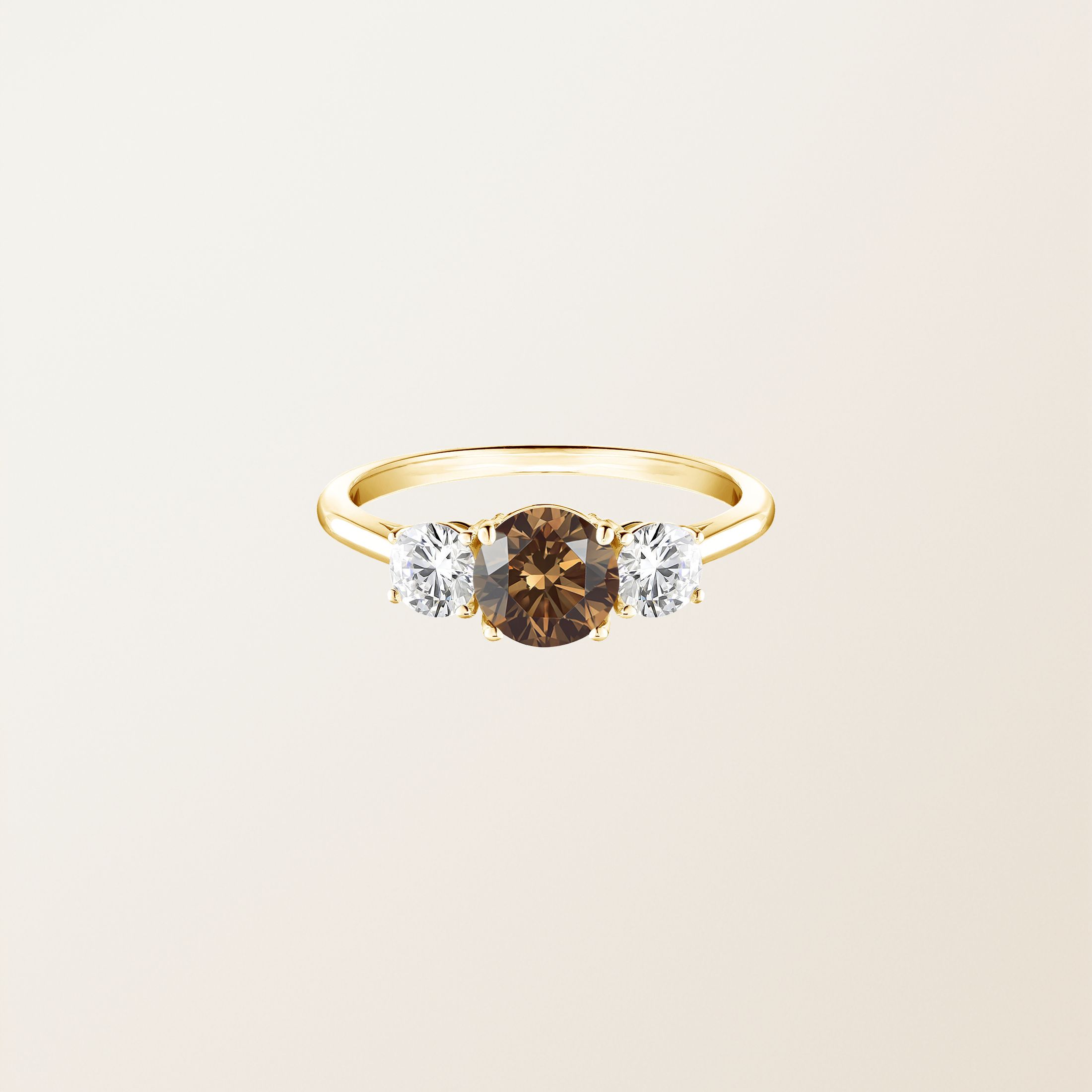 Bague Or jaune 18 cts Diamant Chocolat Little Lady Duo
