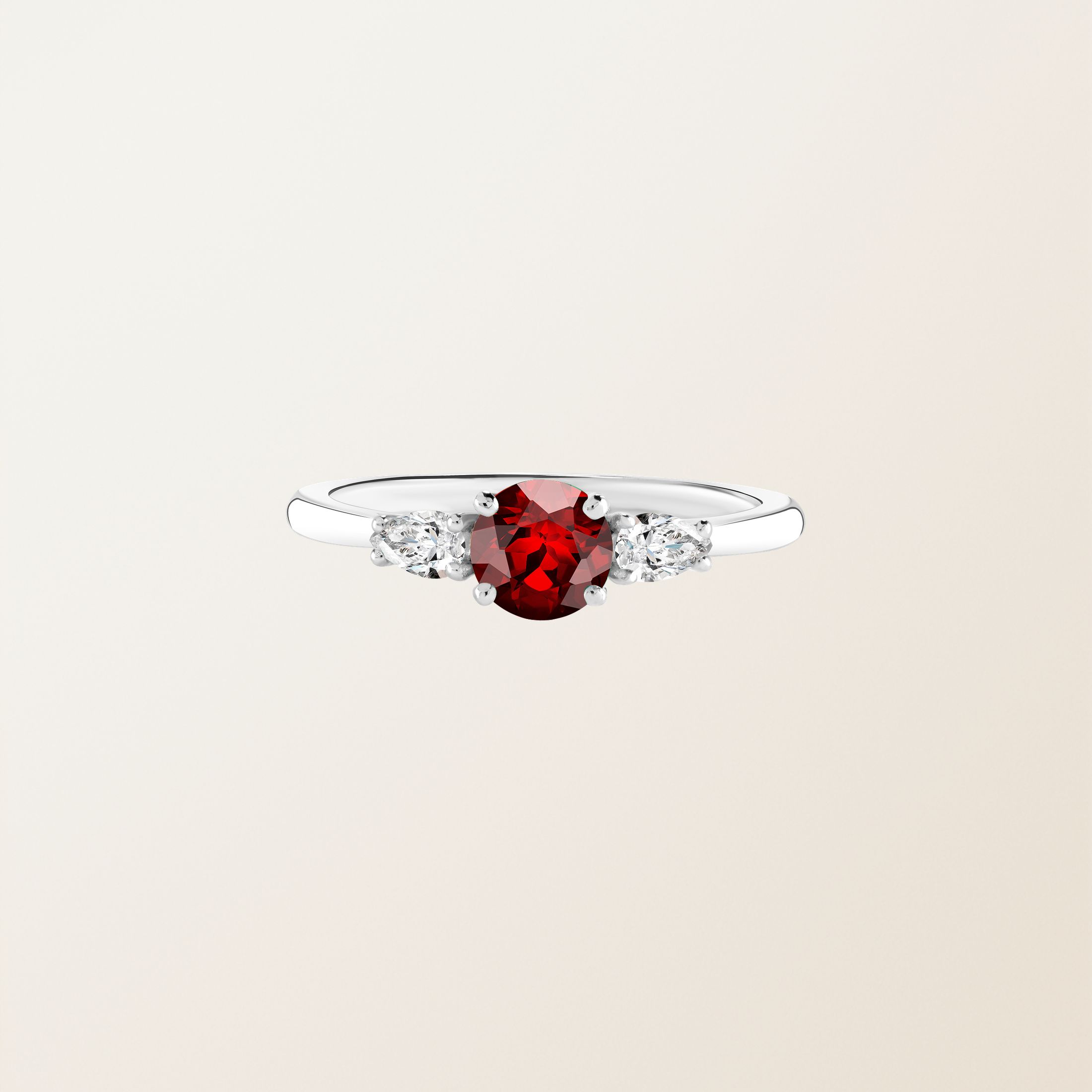 Bague Platine Grenat Little Lady Duo de Poires