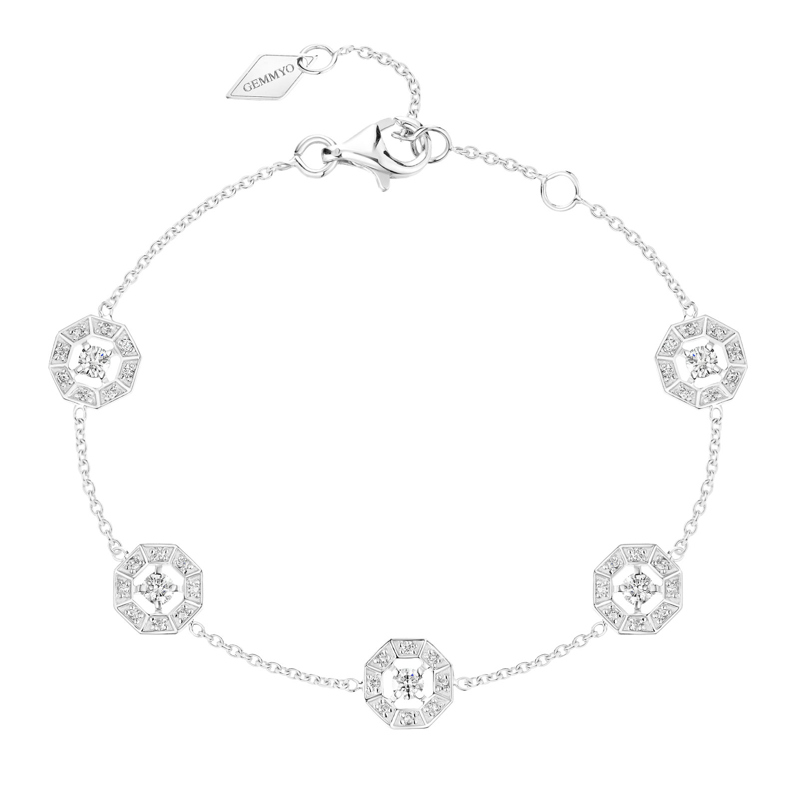 Bracelet Or blanc Diamant Art Déco multi-motifs 1