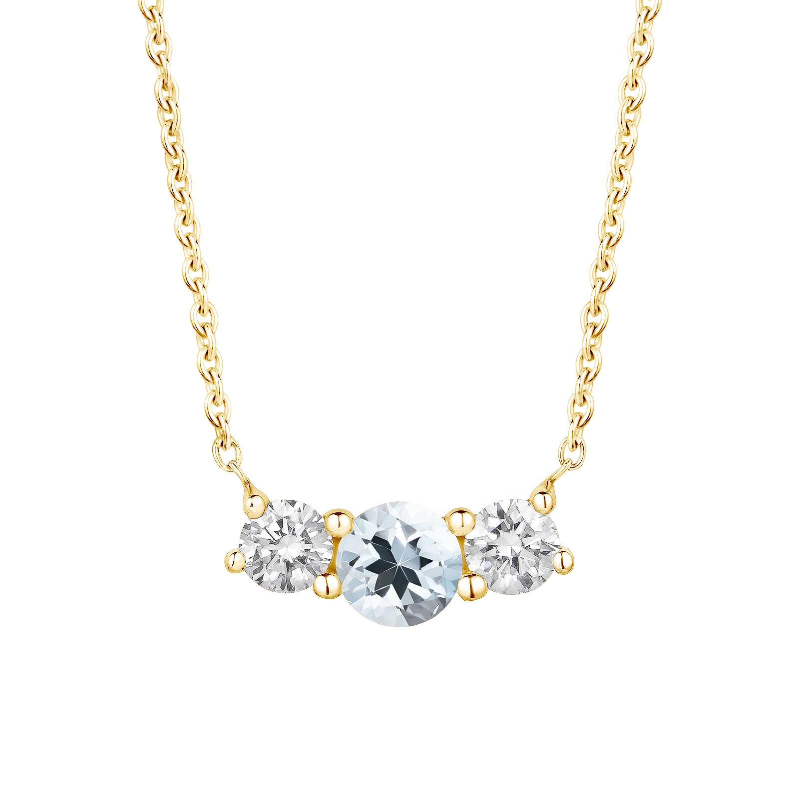 Pendentif Or jaune Aigue-marine Lady Duo 1