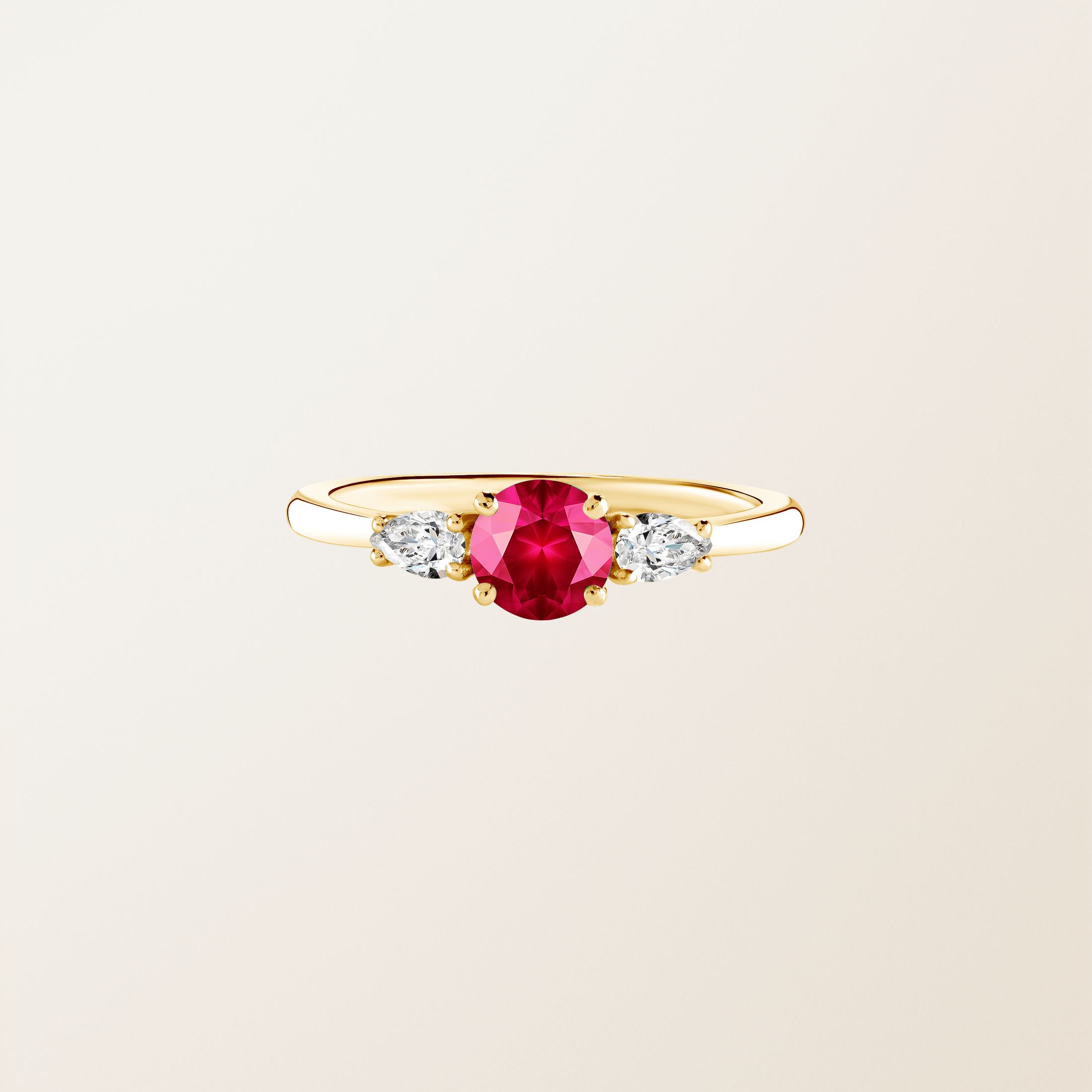 Bague Or jaune 18 cts Rubis Little Lady Duo de Poires