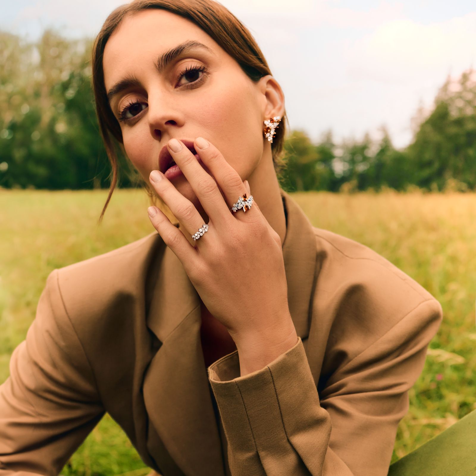 Bague Or blanc Saphir Bleu Gris et diamants EverBloom Toi & Moi 5
