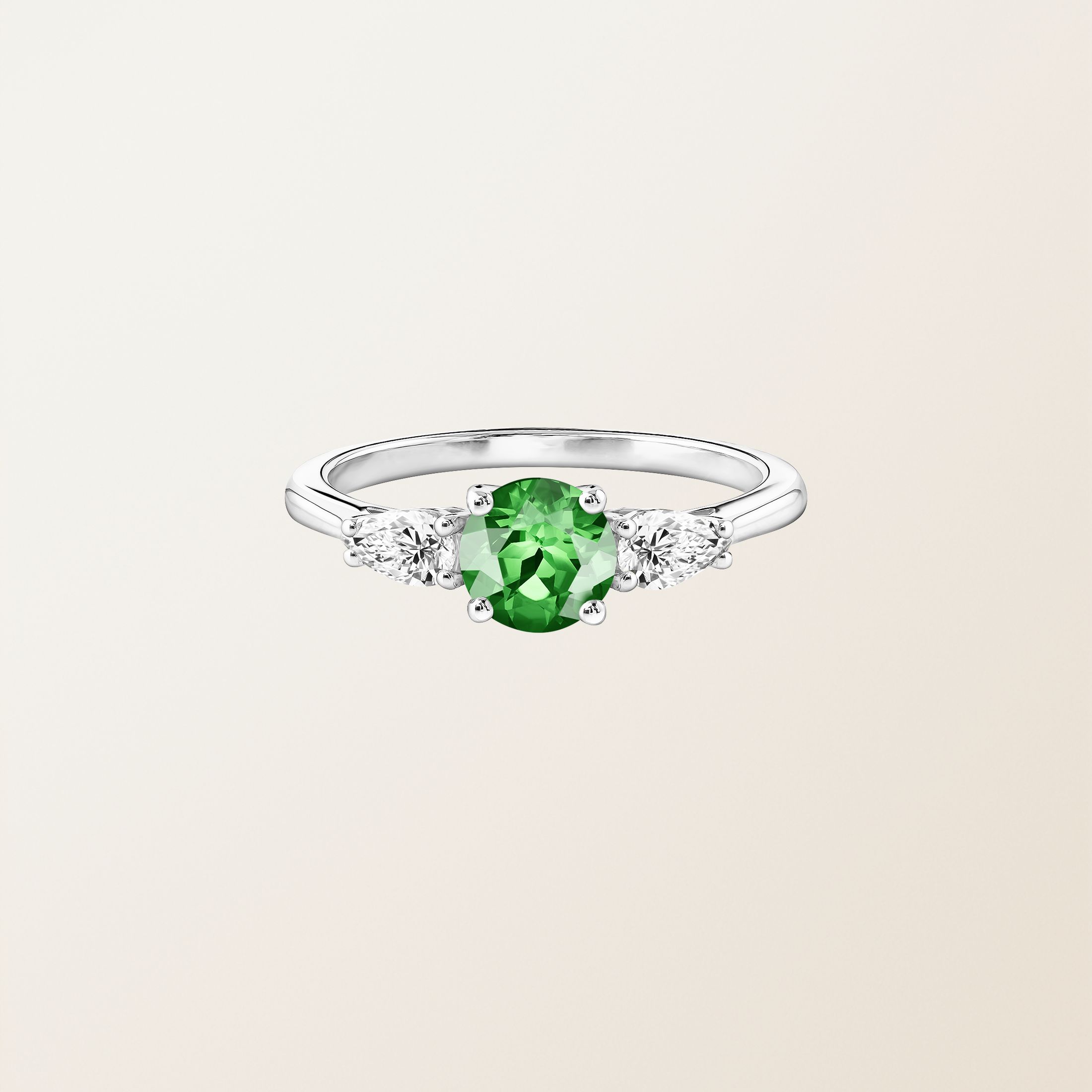Bague Or blanc 18 cts Tsavorite Lady Duo de Poires