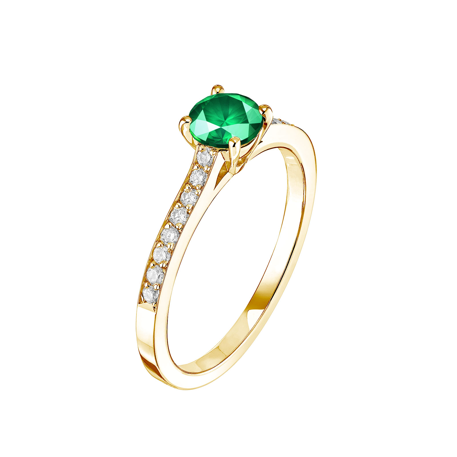 Bague Or jaune Emeraude et diamants Little Lady Pavée 1