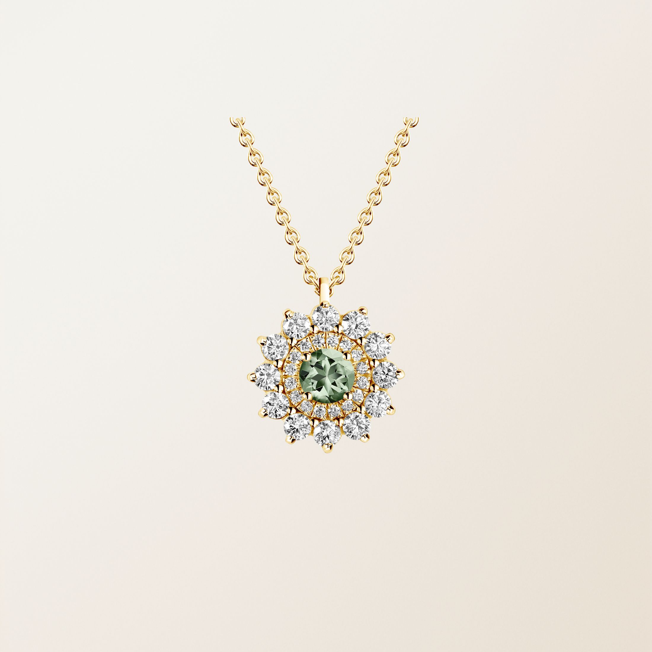 Pendentif Or jaune 18 cts Saphir Vert Lefkos