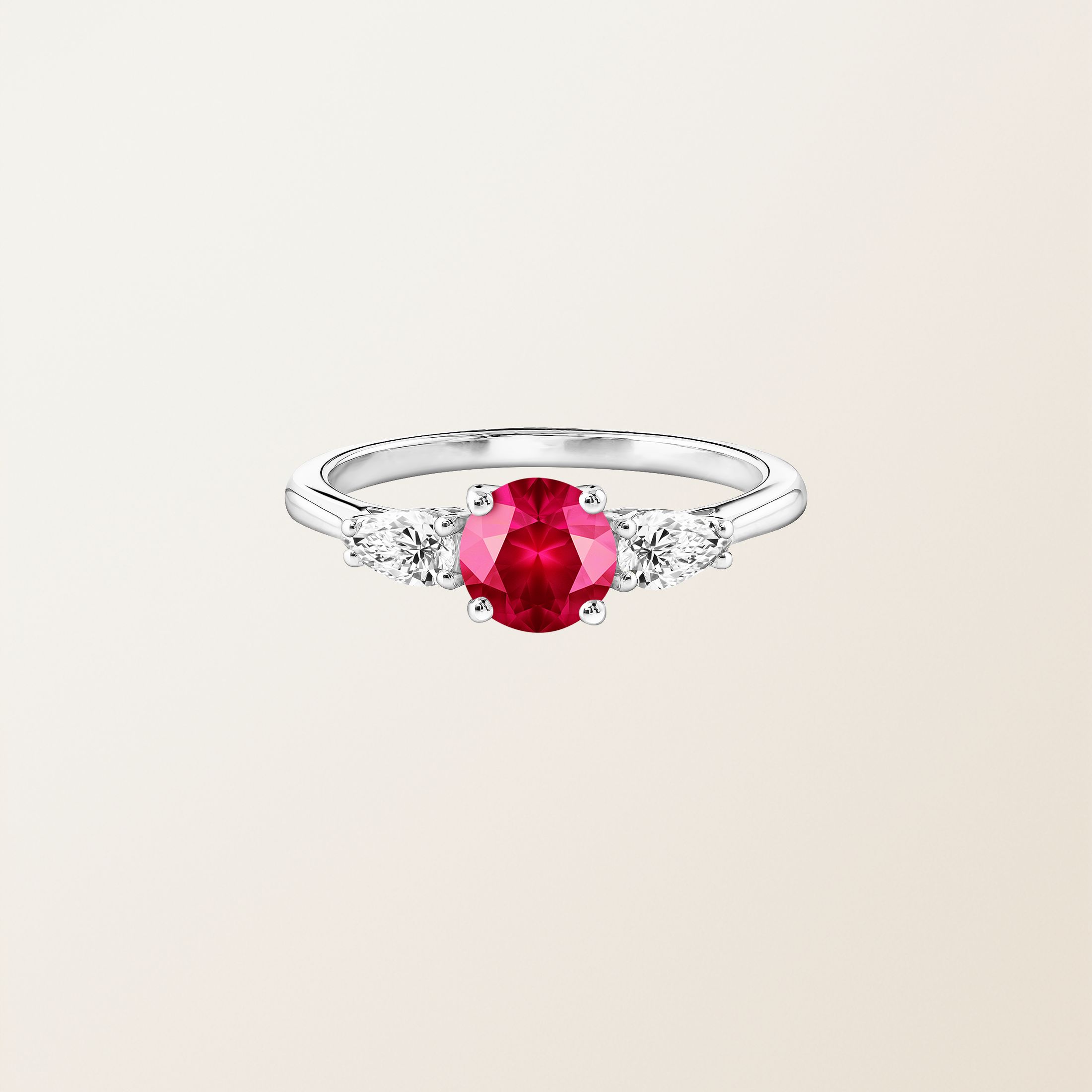 Bague Or blanc 18 cts Rubis Lady Duo de Poires