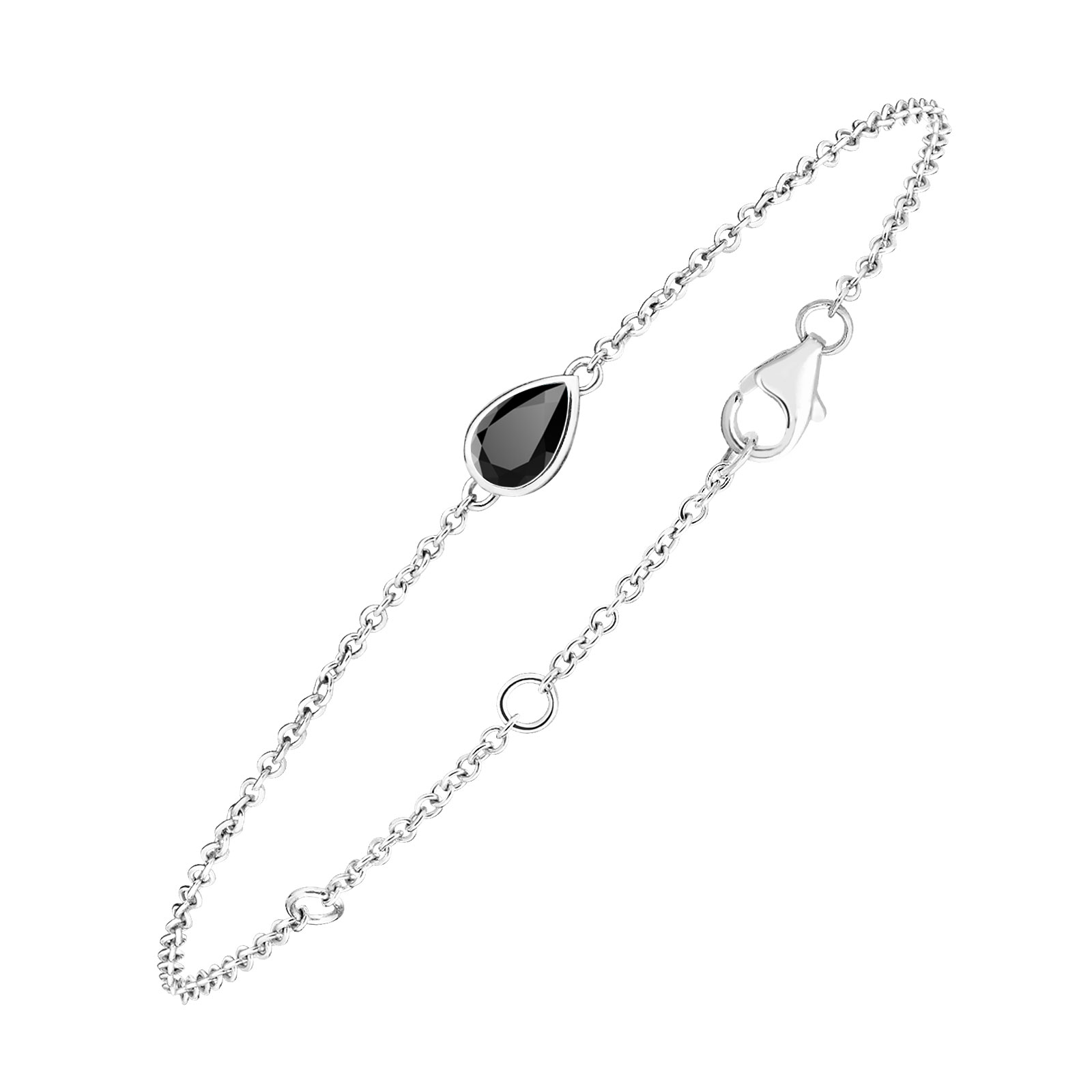 Bracelet Or blanc Spinelle noir Gemmyorama 1