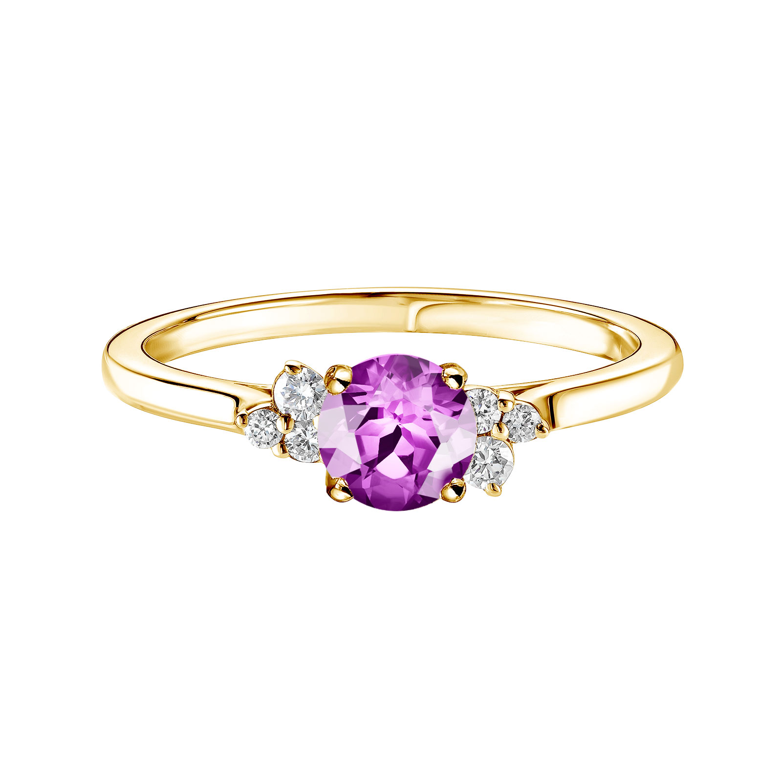 Bague Or jaune Améthyste et diamants Baby EverBloom 5 mm 1