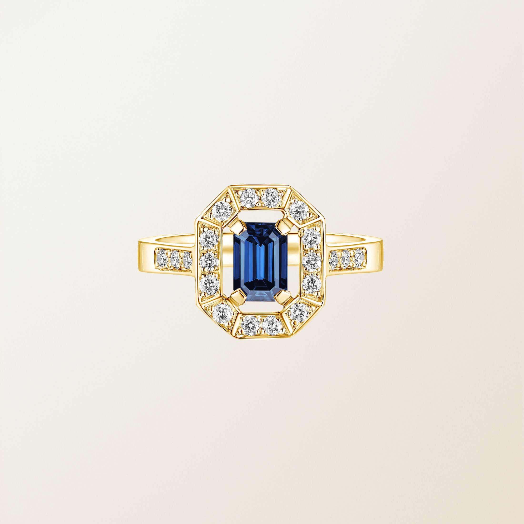 Bague Or jaune 18 cts Saphir Art Déco