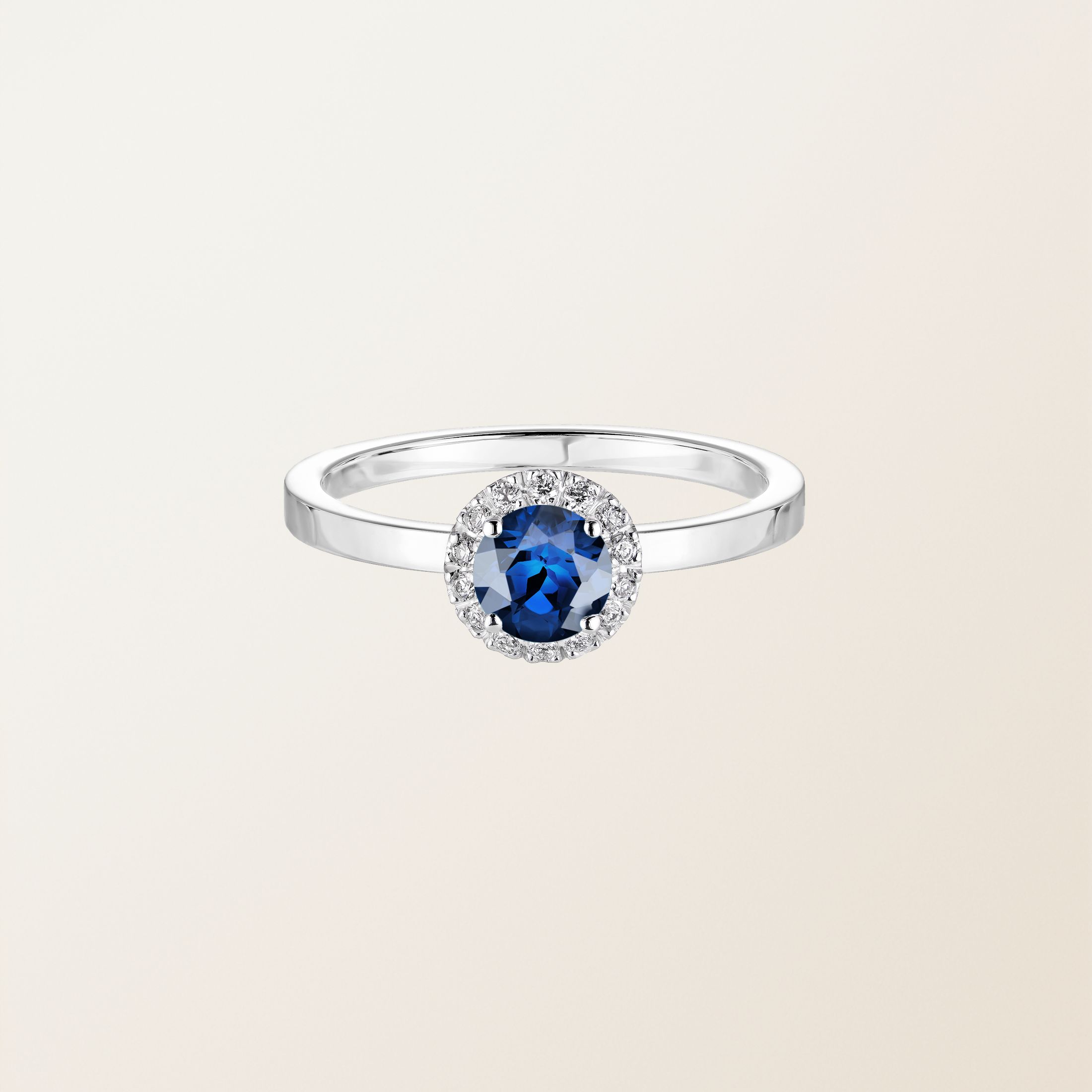Bague Or blanc 18 cts Saphir Rétromantique M