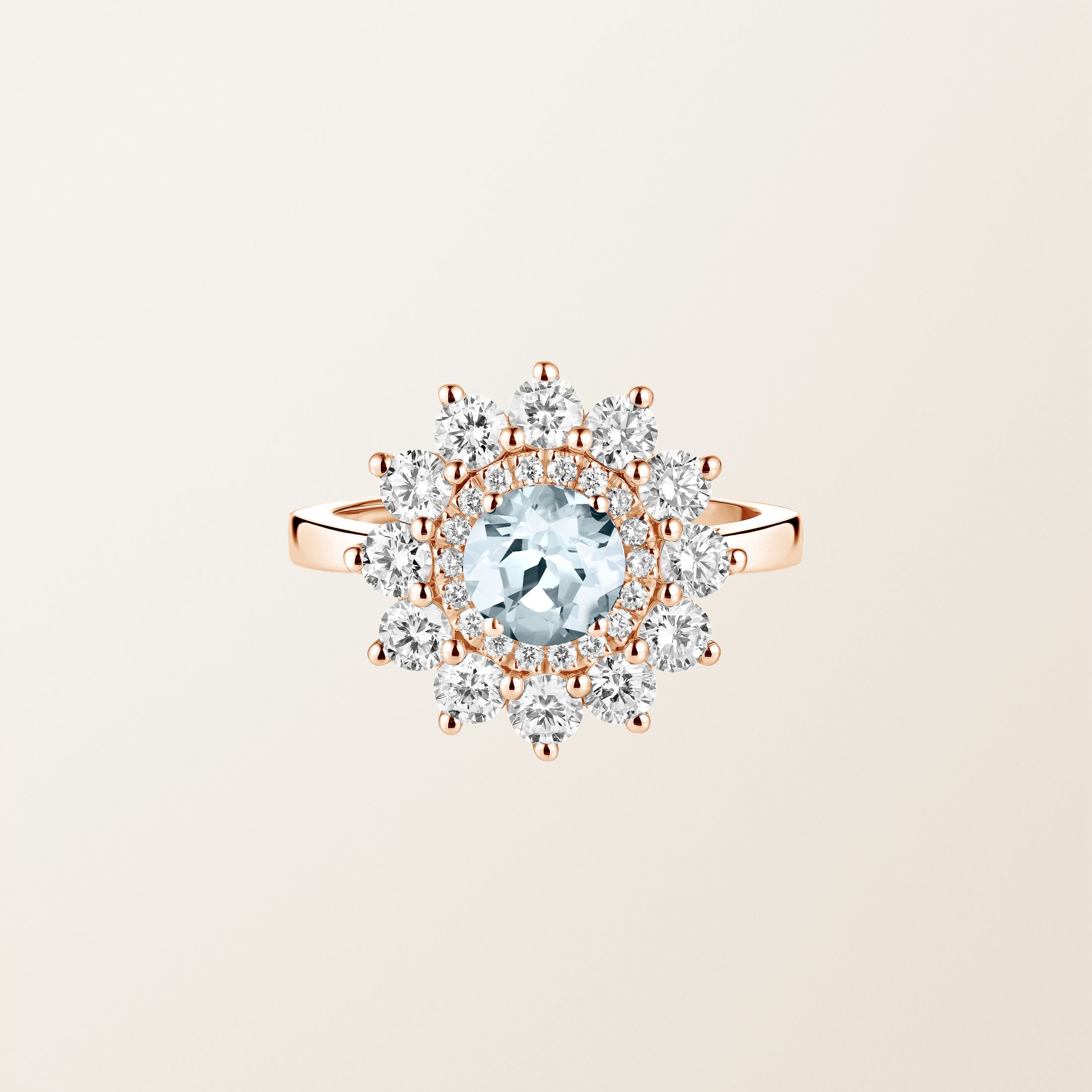 Ring 18K Roségold Aquamarin Lefkos 6 mm