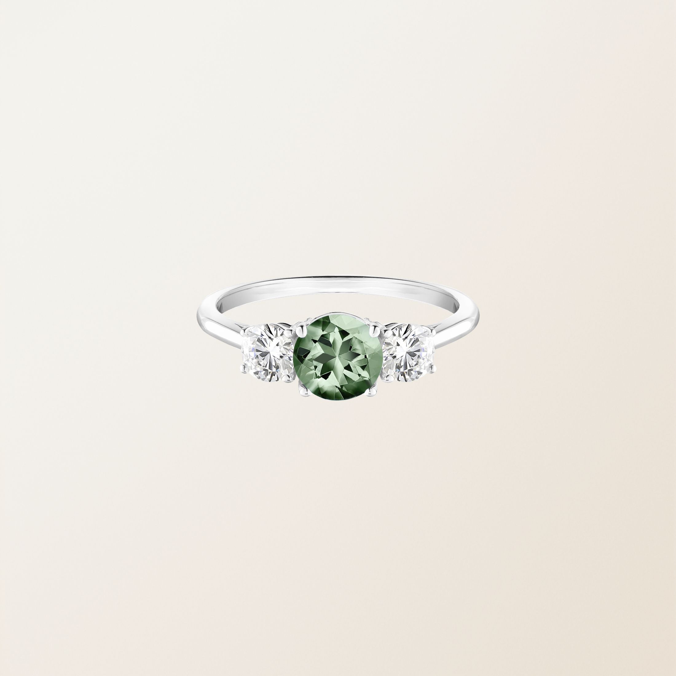 Bague Platine Saphir Vert Little Lady Duo