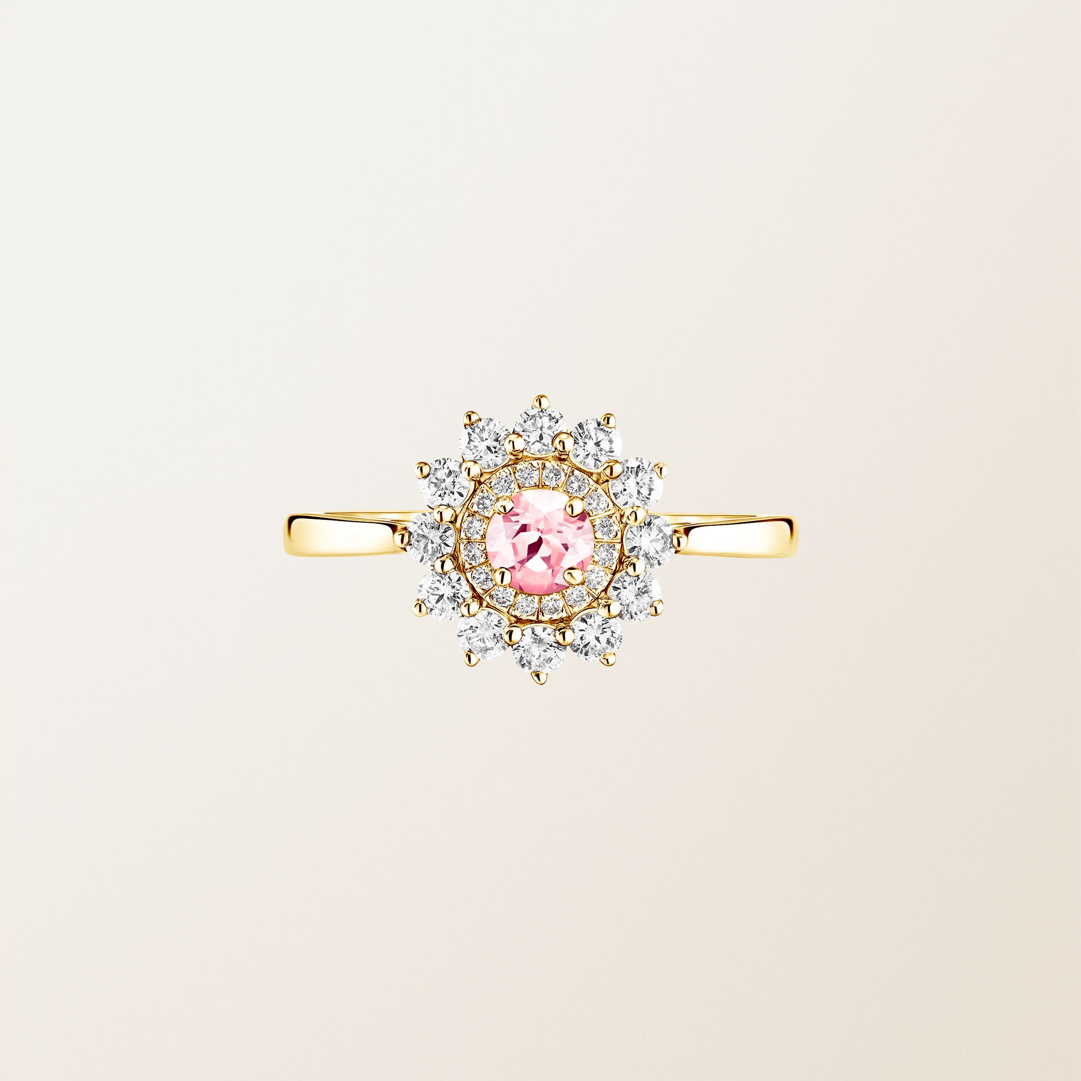Bague Or jaune 18 cts Tourmaline Lefkos 4 mm