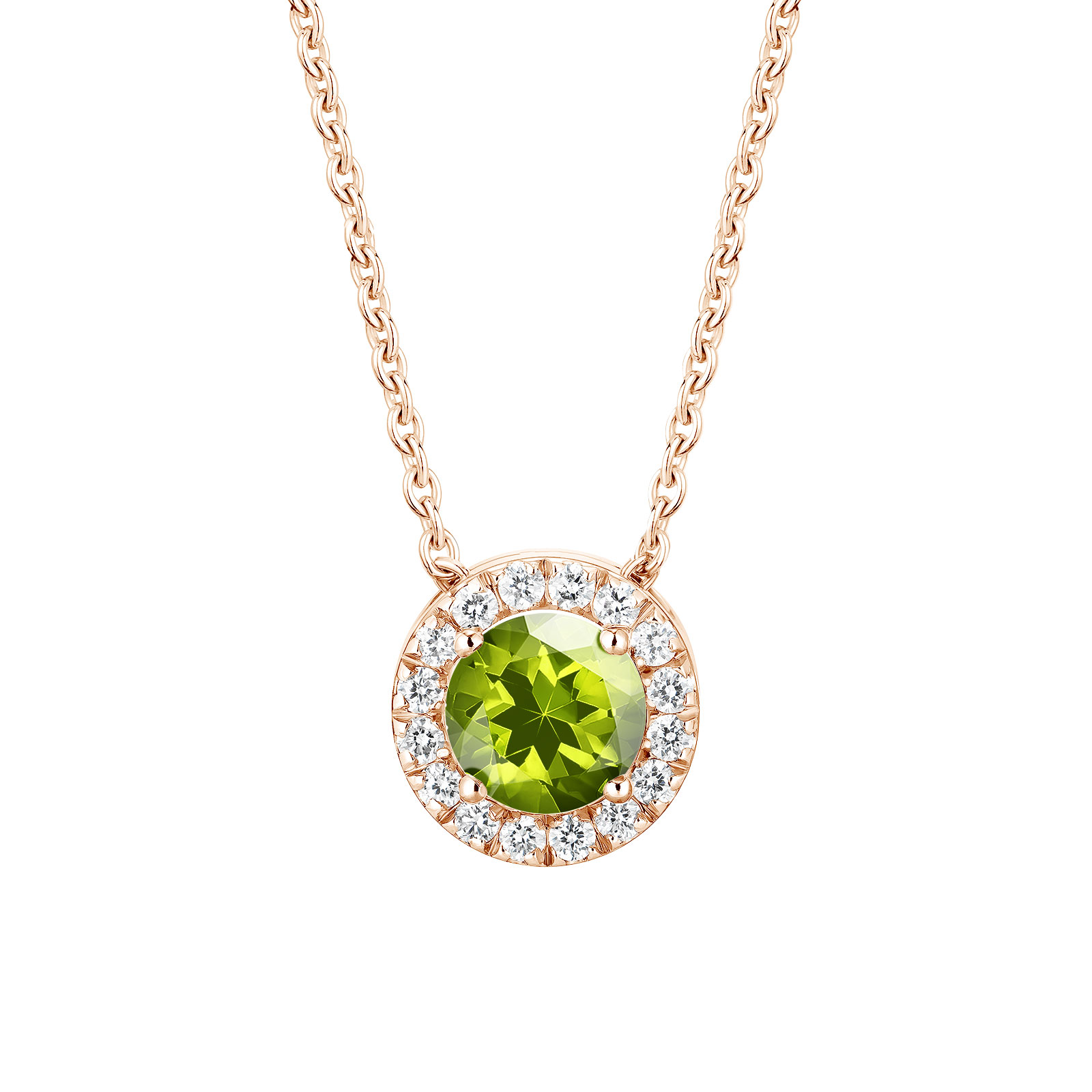 Pendentif Or rose Péridot et diamants Rétromantique M 1