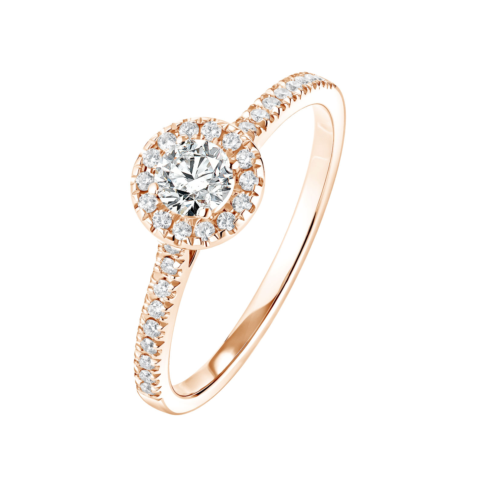 Bague Or rose Diamant Rétromantique S Pavée 1