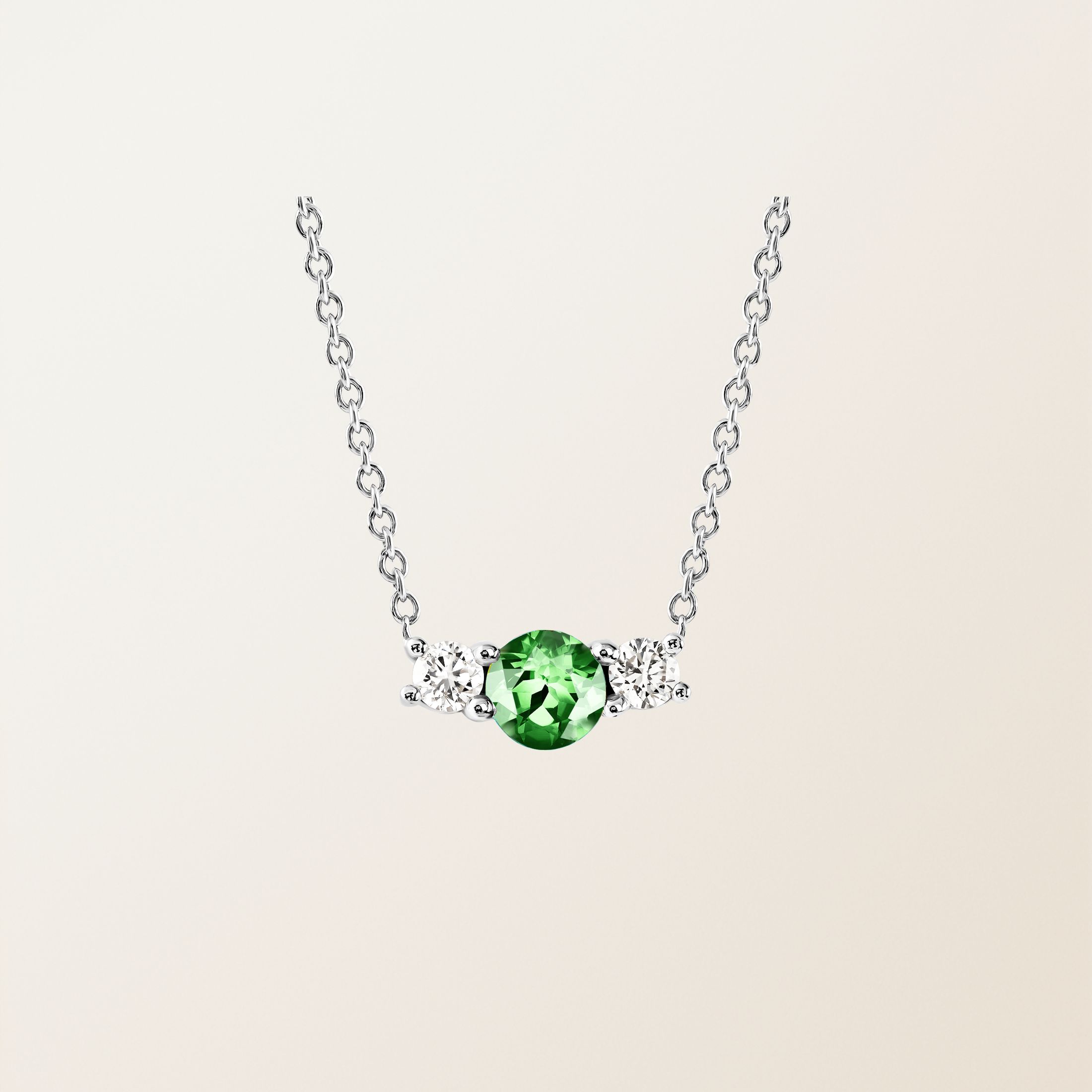 Pendentif Or blanc 18 cts Tsavorite Lady Duo