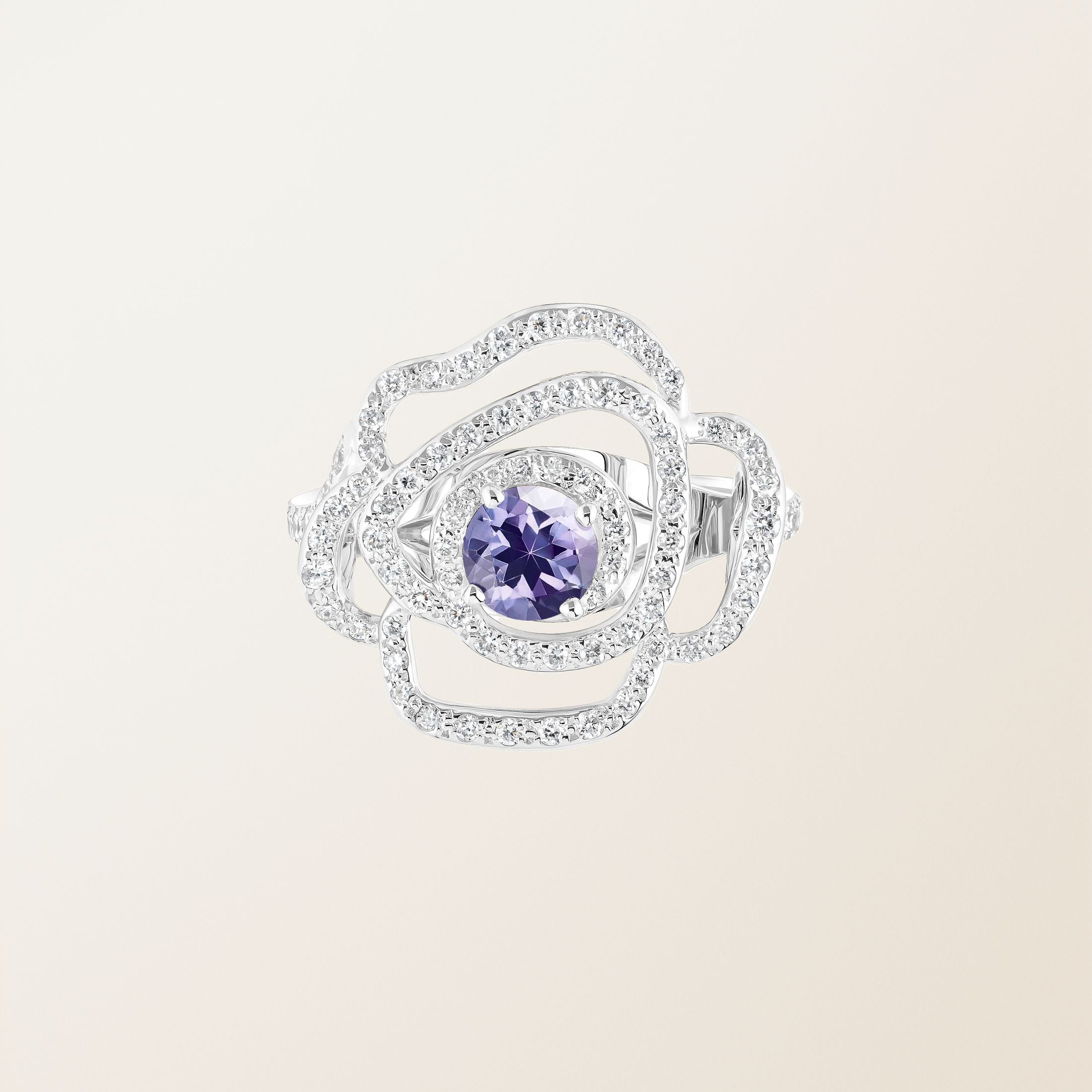 Bague Or blanc 18 cts Tanzanite PrimaRosa Alta