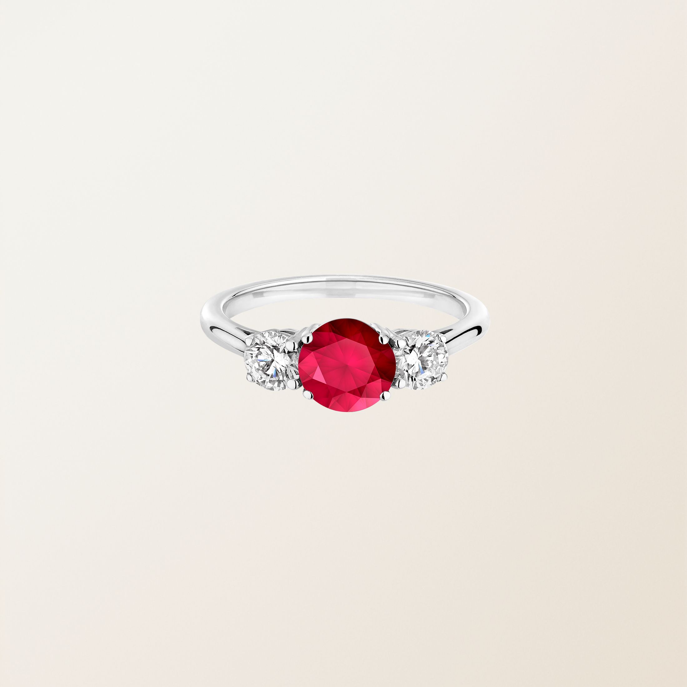 Bague Or blanc 18 cts Rubis Lady Duo