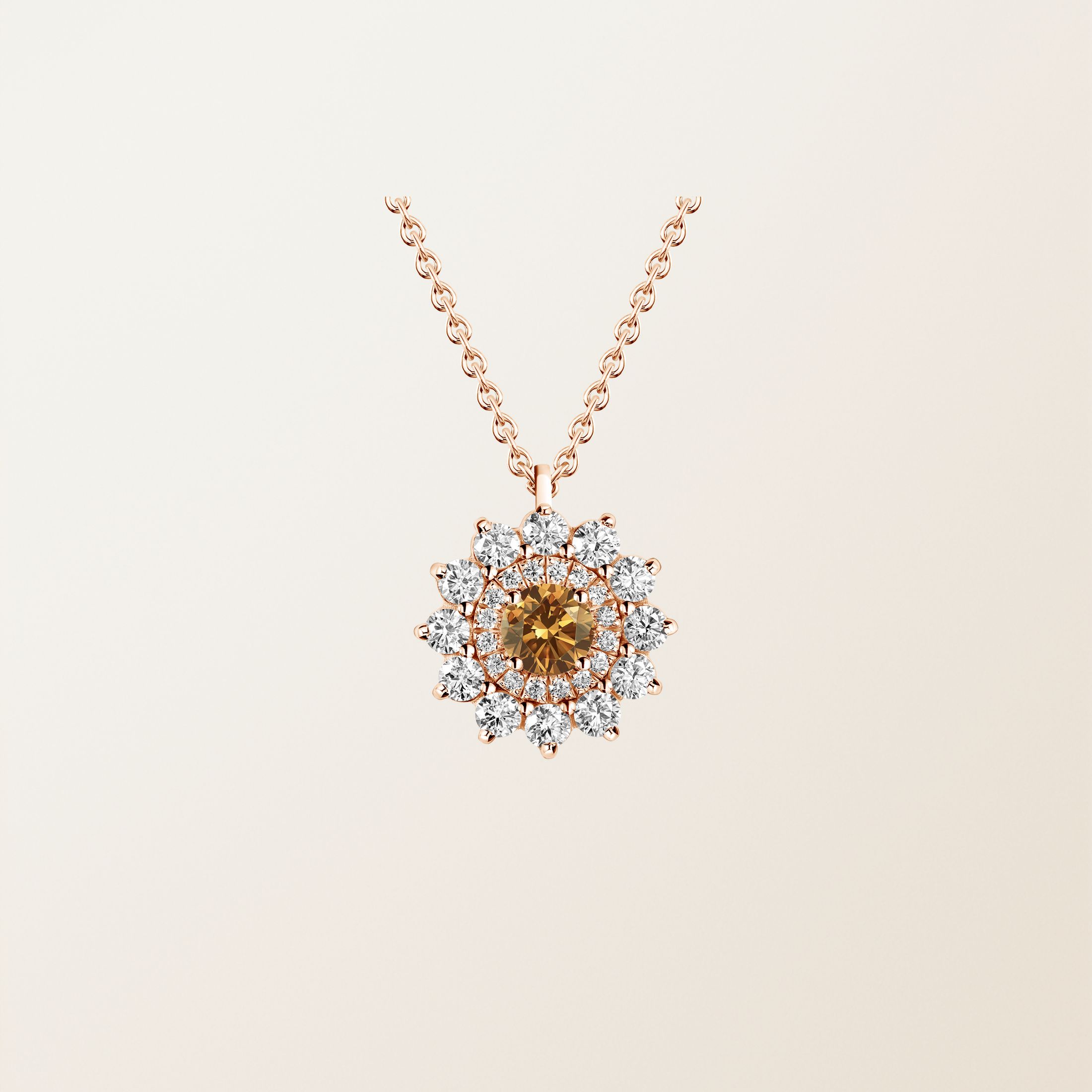 Collier Or rose 18 cts Diamant Cognac Lefkos