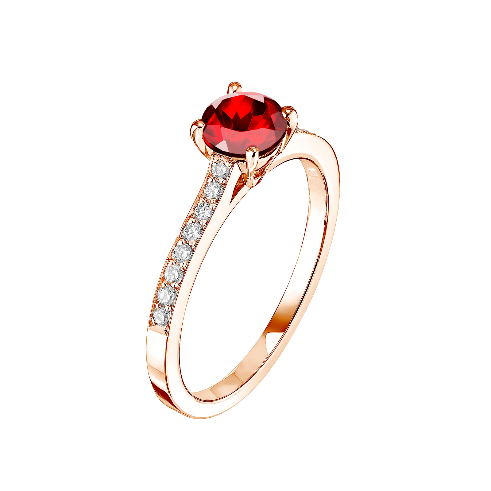 Bague Or rose Grenat et diamants Lady Pavée 1