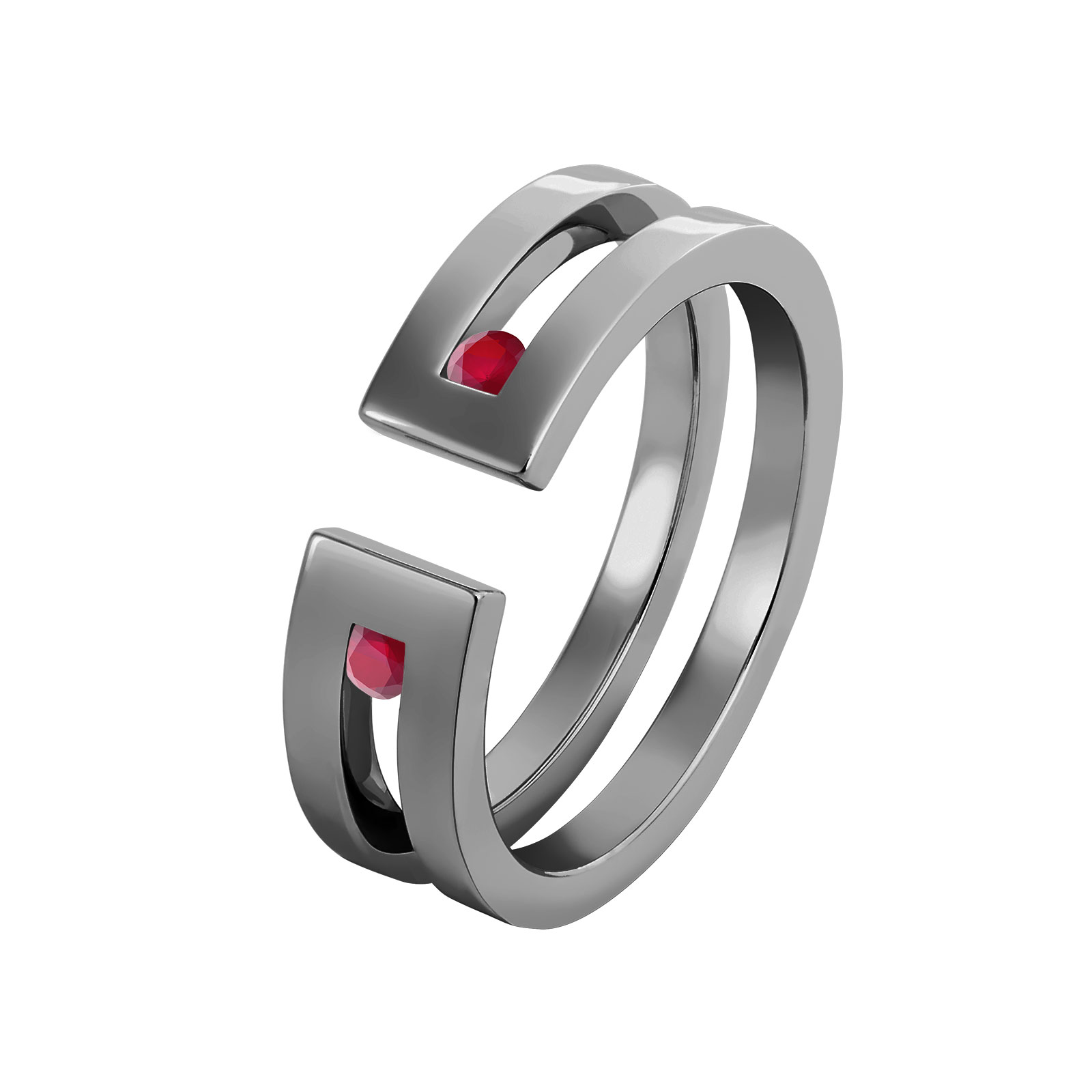 Bague Or noir Rubis Thésée Duo 1