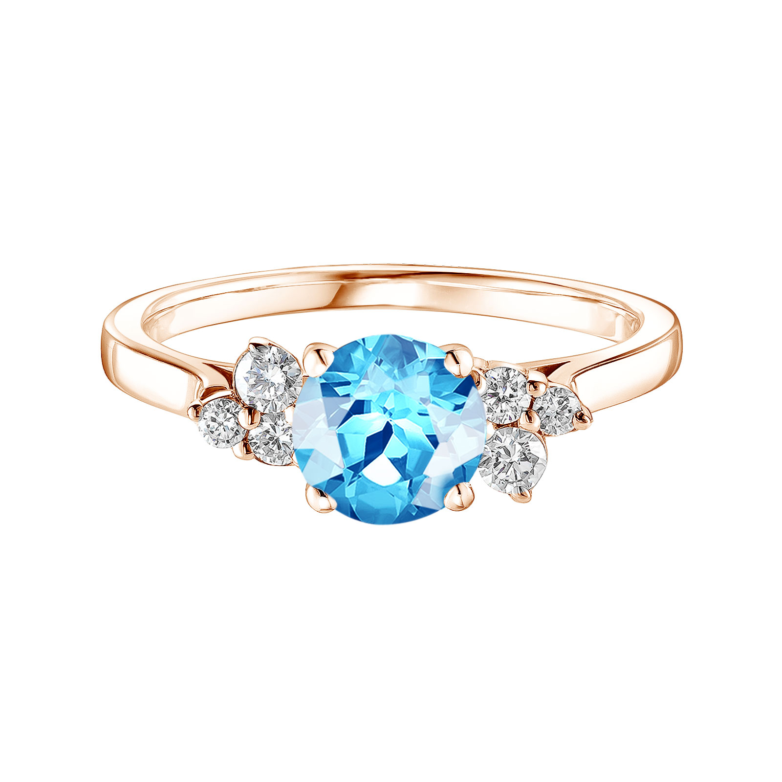 Bague Or rose Topaze et diamants Baby EverBloom 6 mm 1