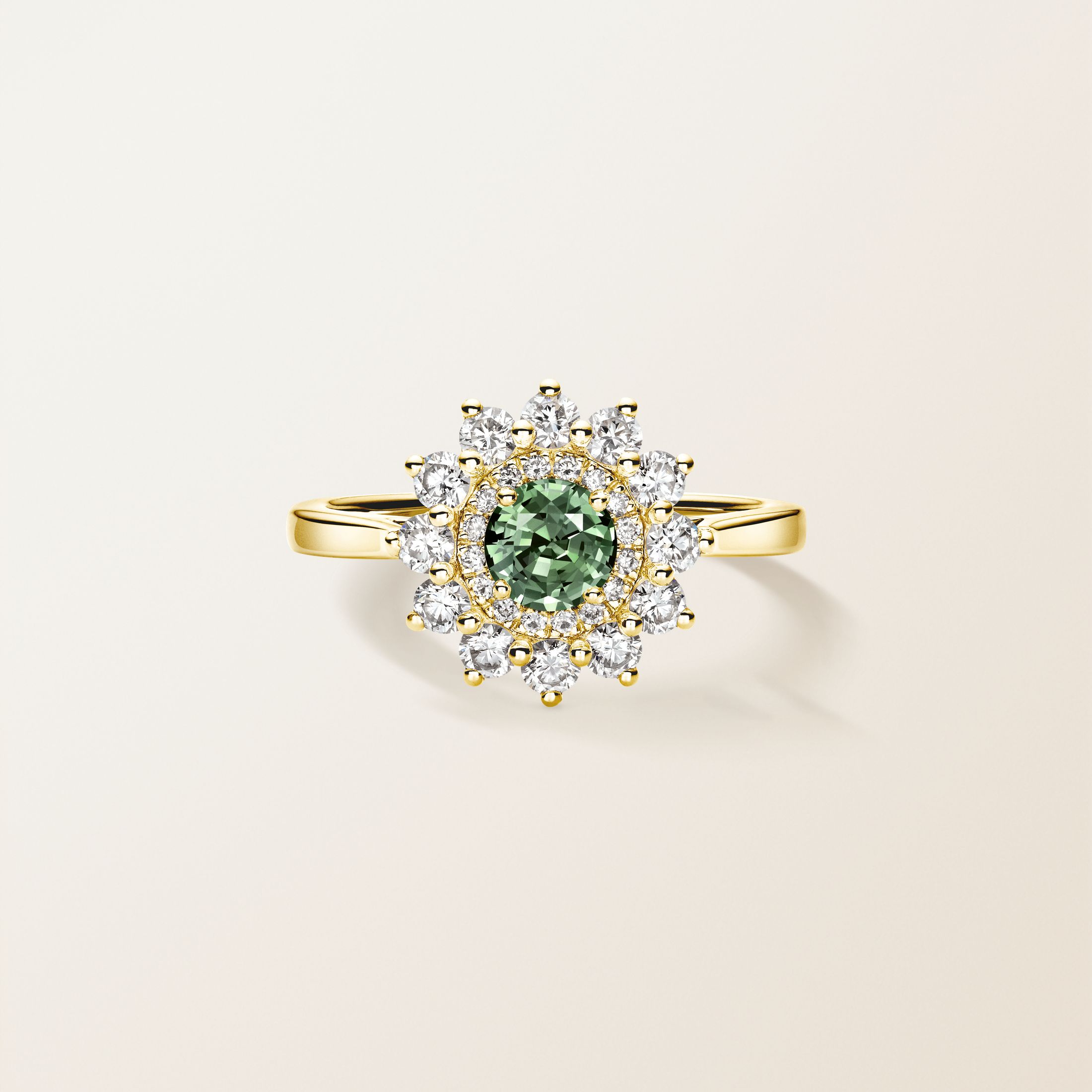 Or jaune, Saphir Vert