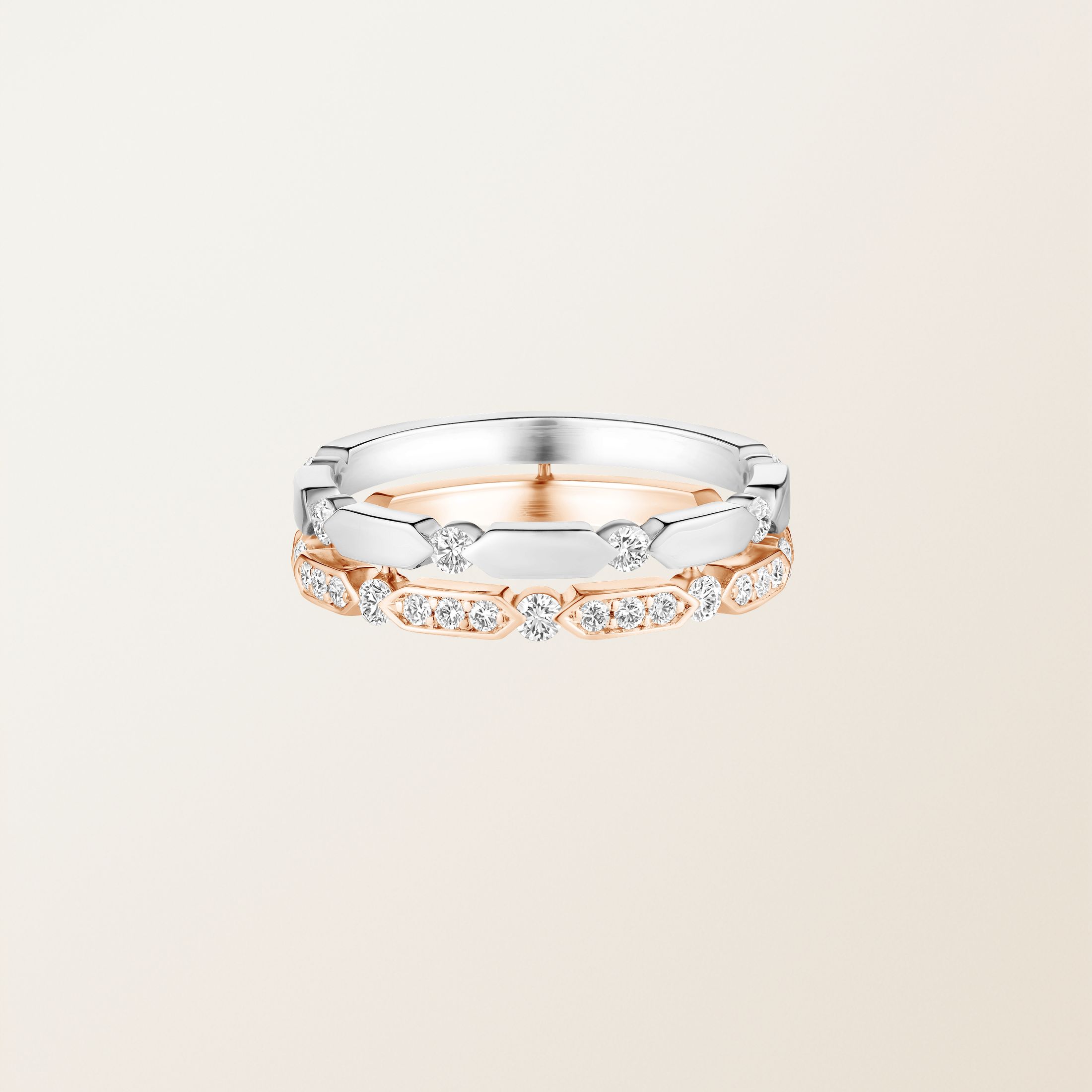 Bague Or blanc / Or rose 18 cts Diamant MET Duo M