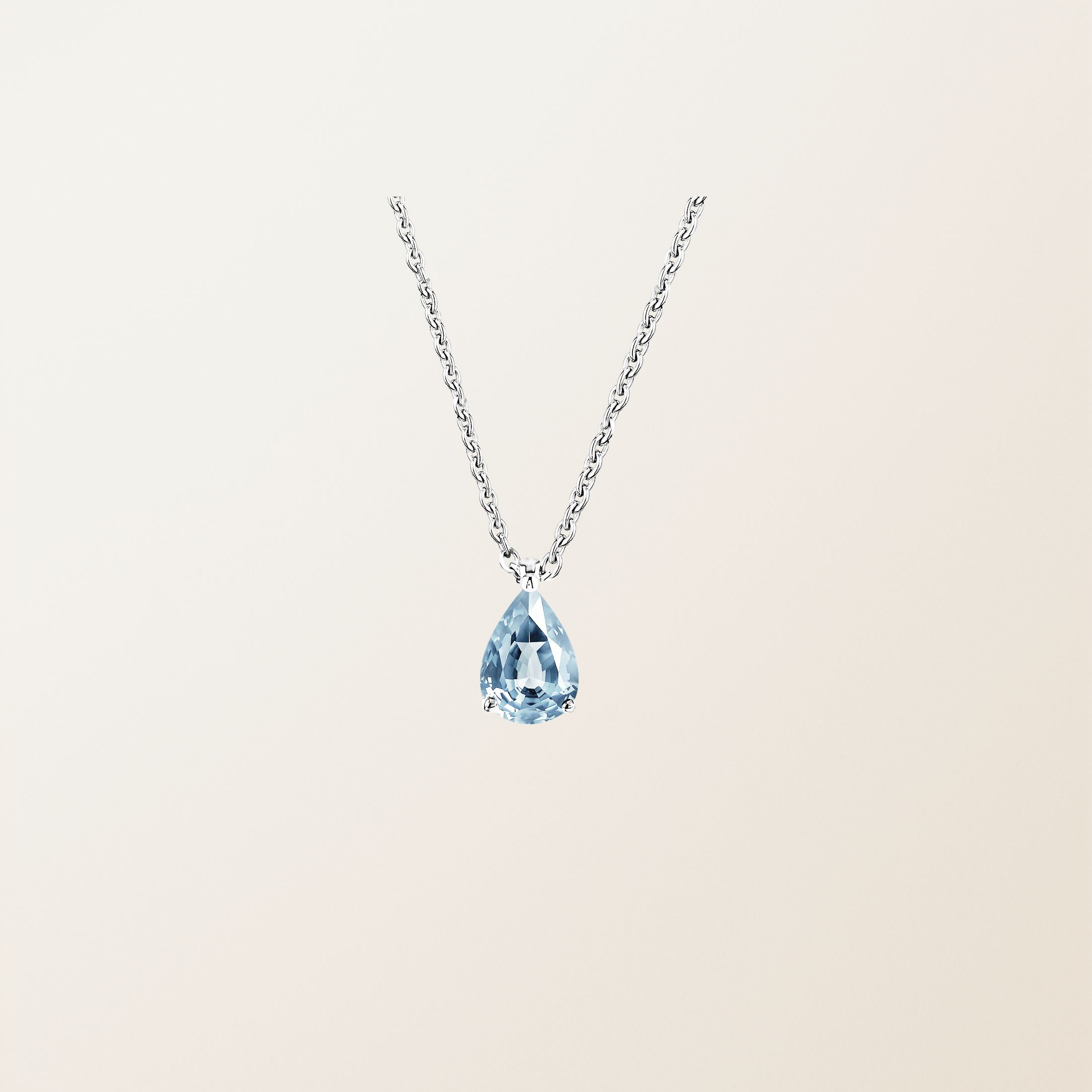 Pendentif Or blanc 18 cts Aigue-marine Lady Poire M