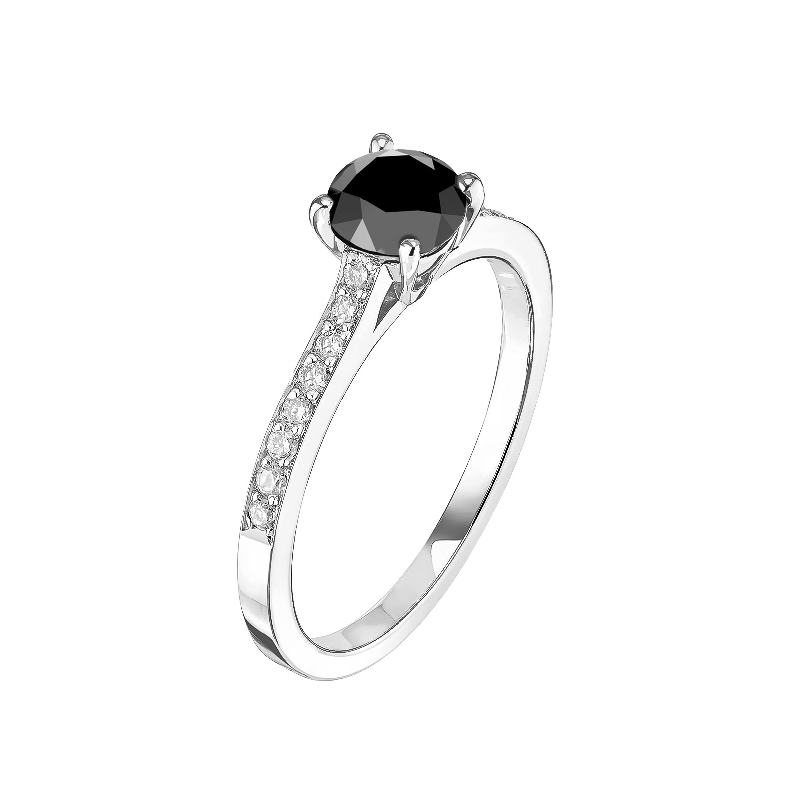 Bague Platine Spinelle noir et diamants Lady Pavée 1