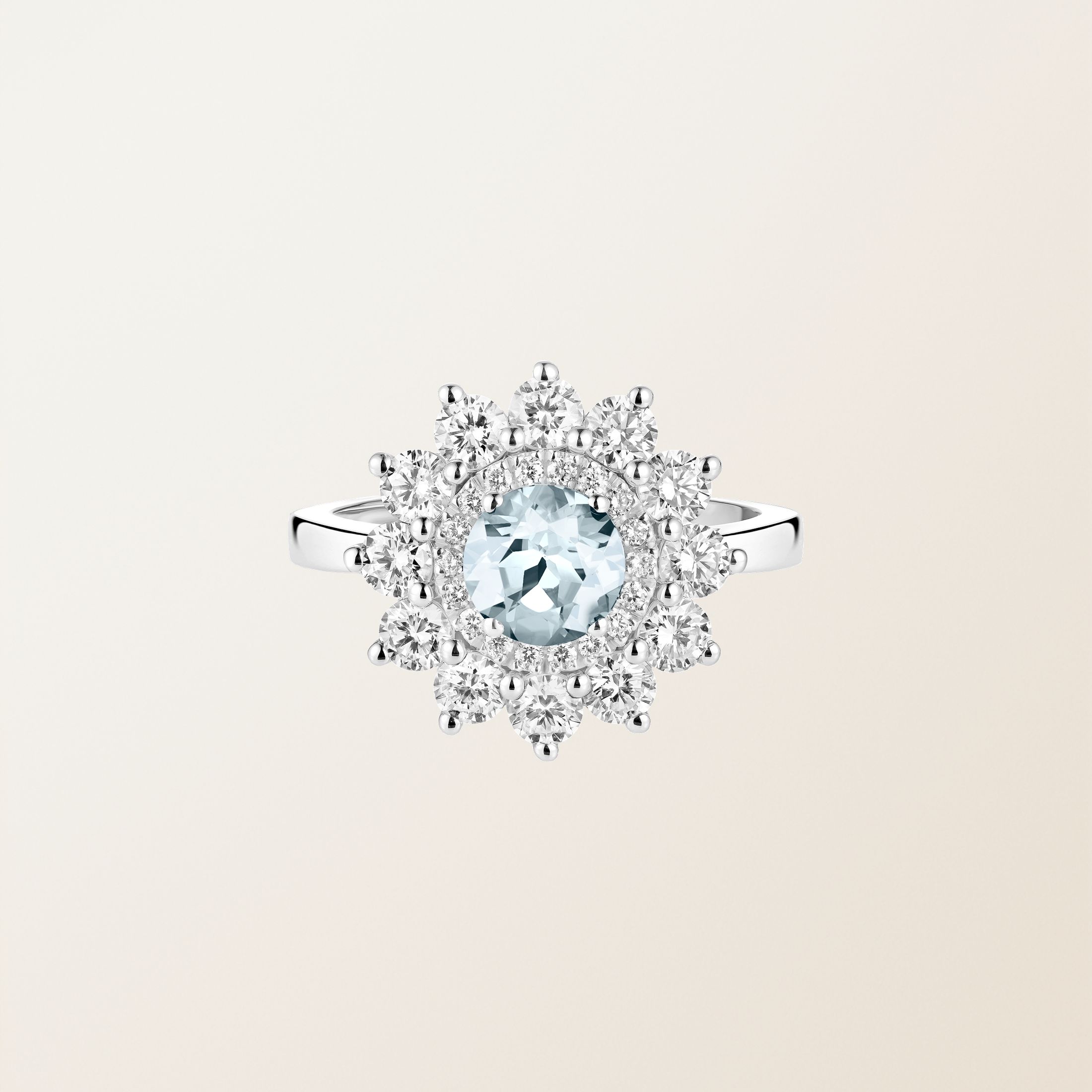 リング 18金ホワイトゴールド アクアマリン Lefkos 6 mm