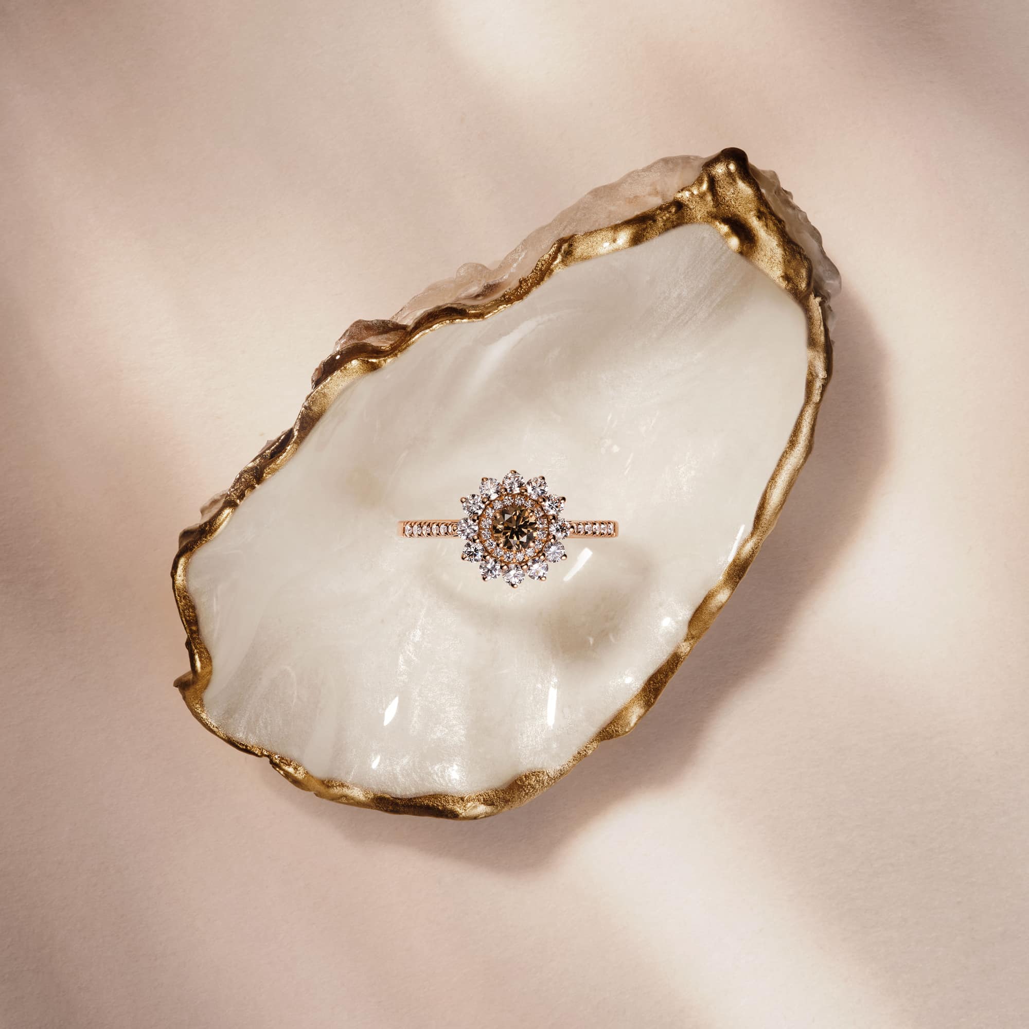 リング ホワイトゴールド アクアマリンとダイヤモンド Lefkos 4 mm Pavée 5