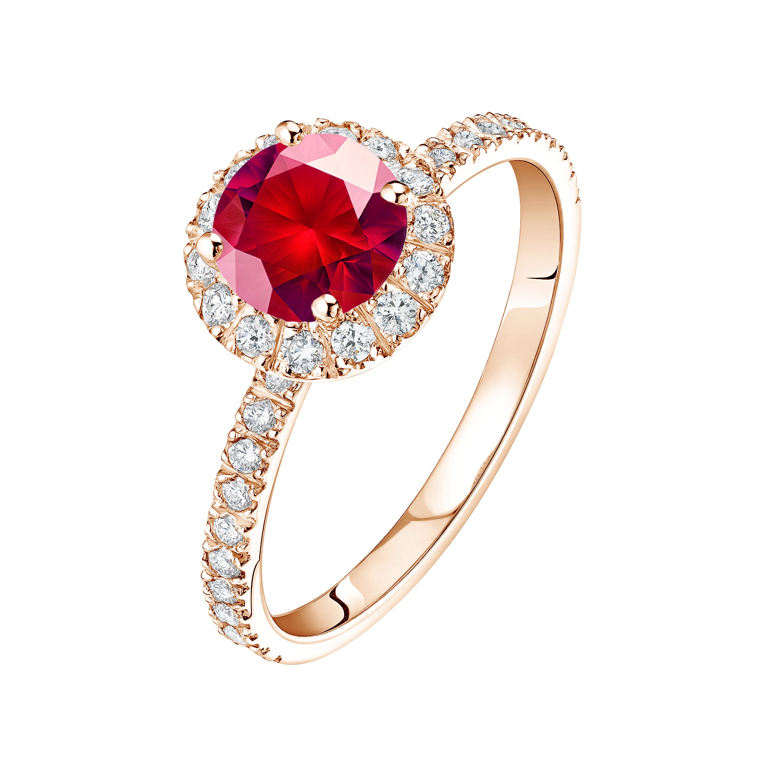 Bague Or rose Rubis et diamants Rétromantique L Pavée 1