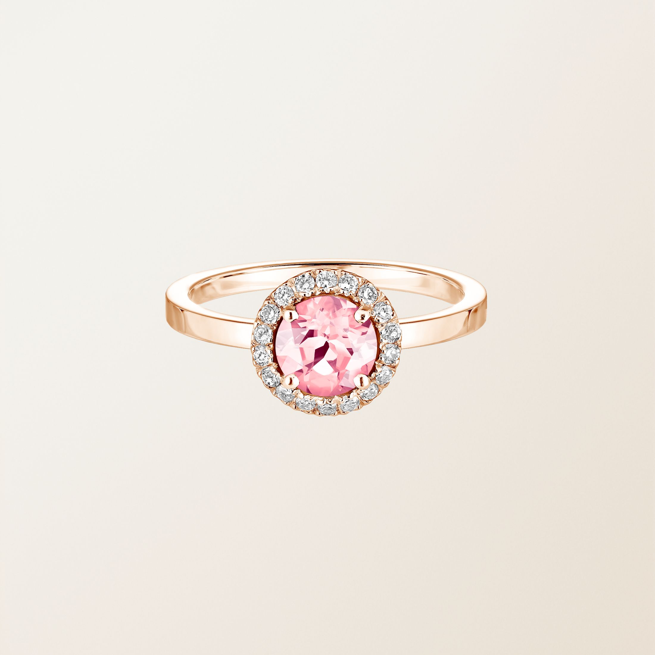 Bague Or rose 18 cts Tourmaline Rétromantique L