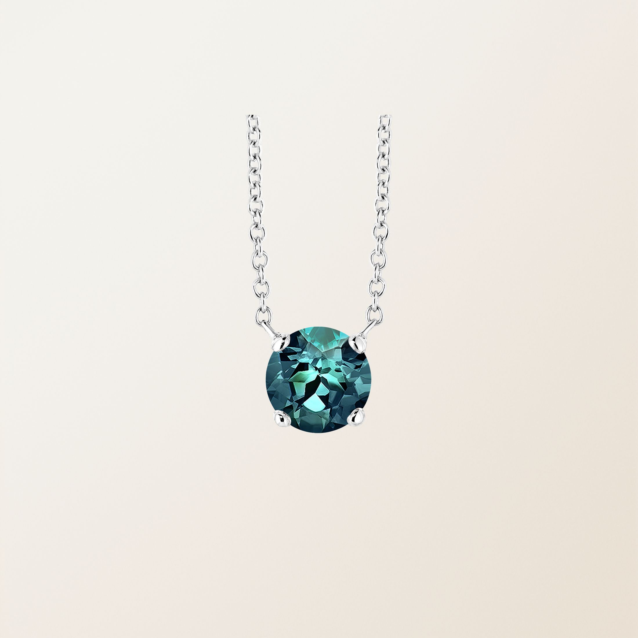 Anhänger 18K Weißgold Teal Saphir Lady XXL