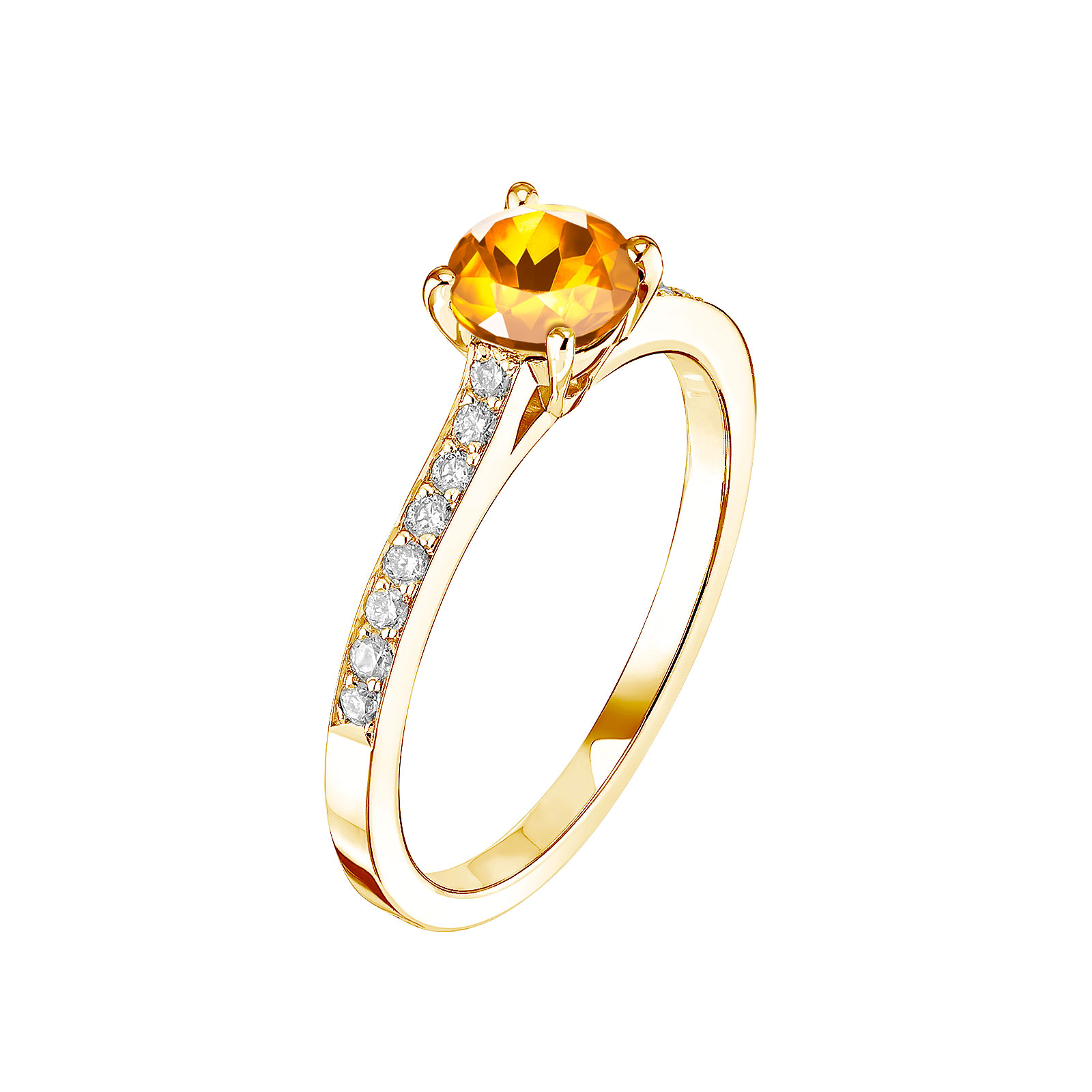 Bague Or jaune Citrine et diamants Lady Pavée 1