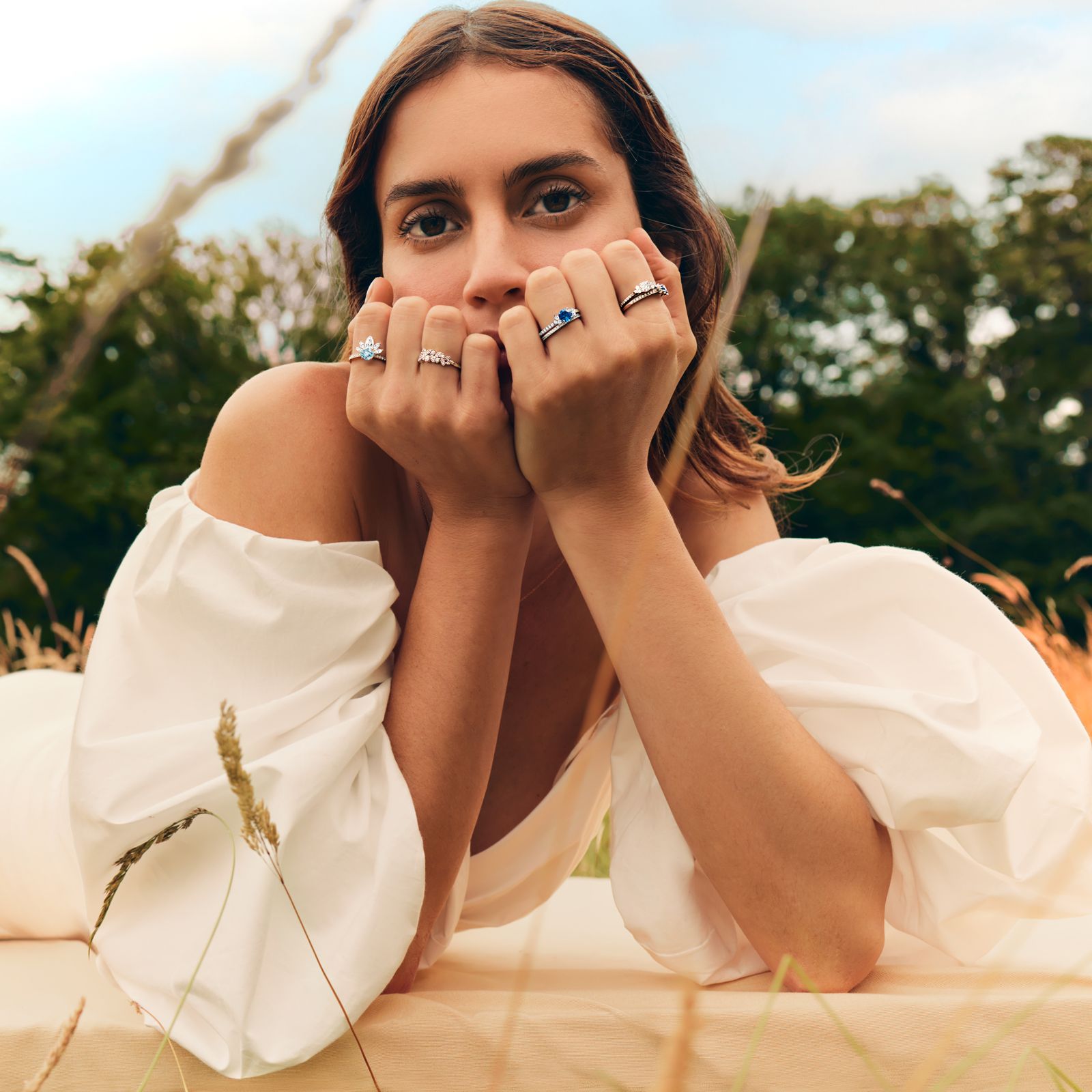 Bague Or blanc Saphir et diamants EverBloom Pavée 4