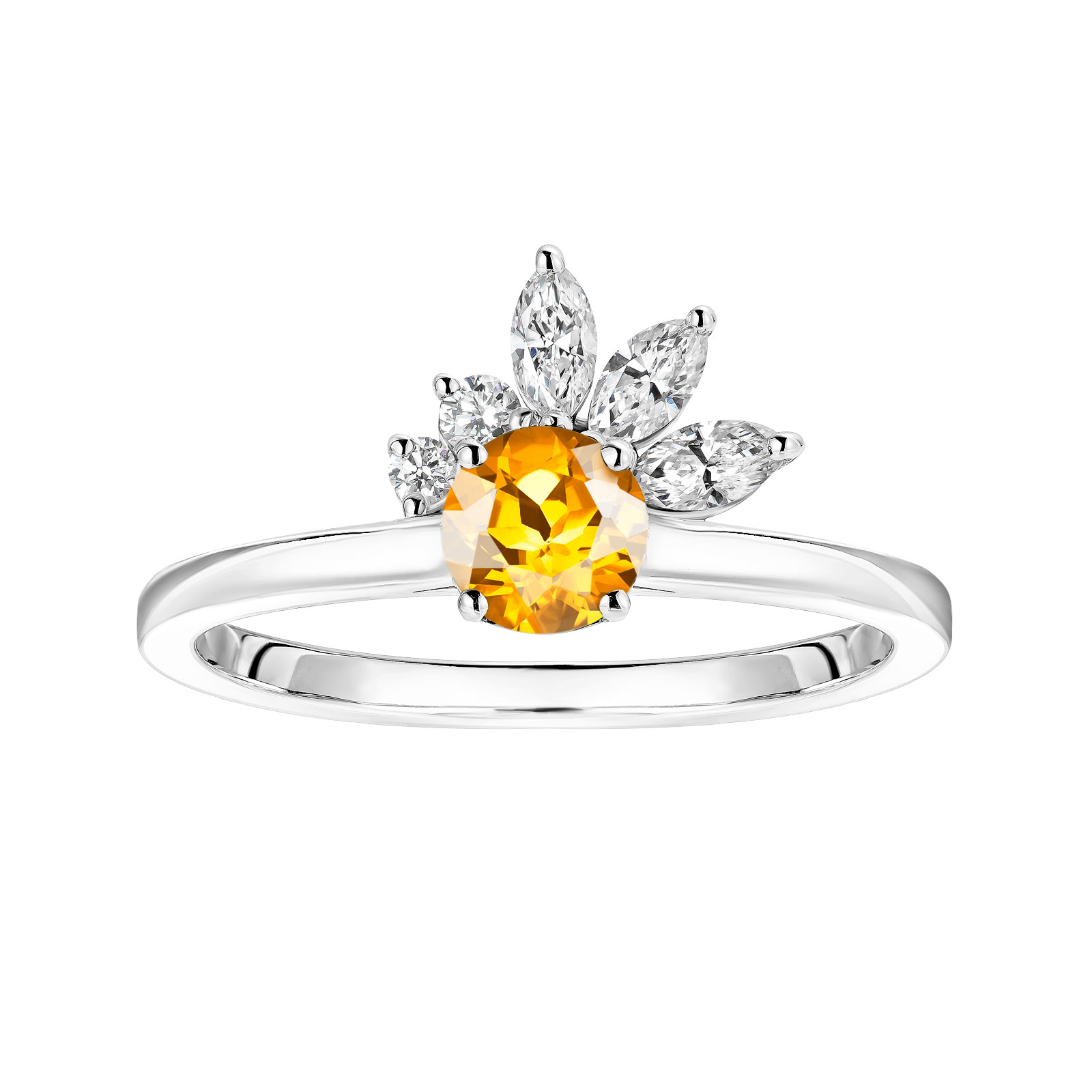 Bague Platine Citrine et diamants Little EverBloom 1