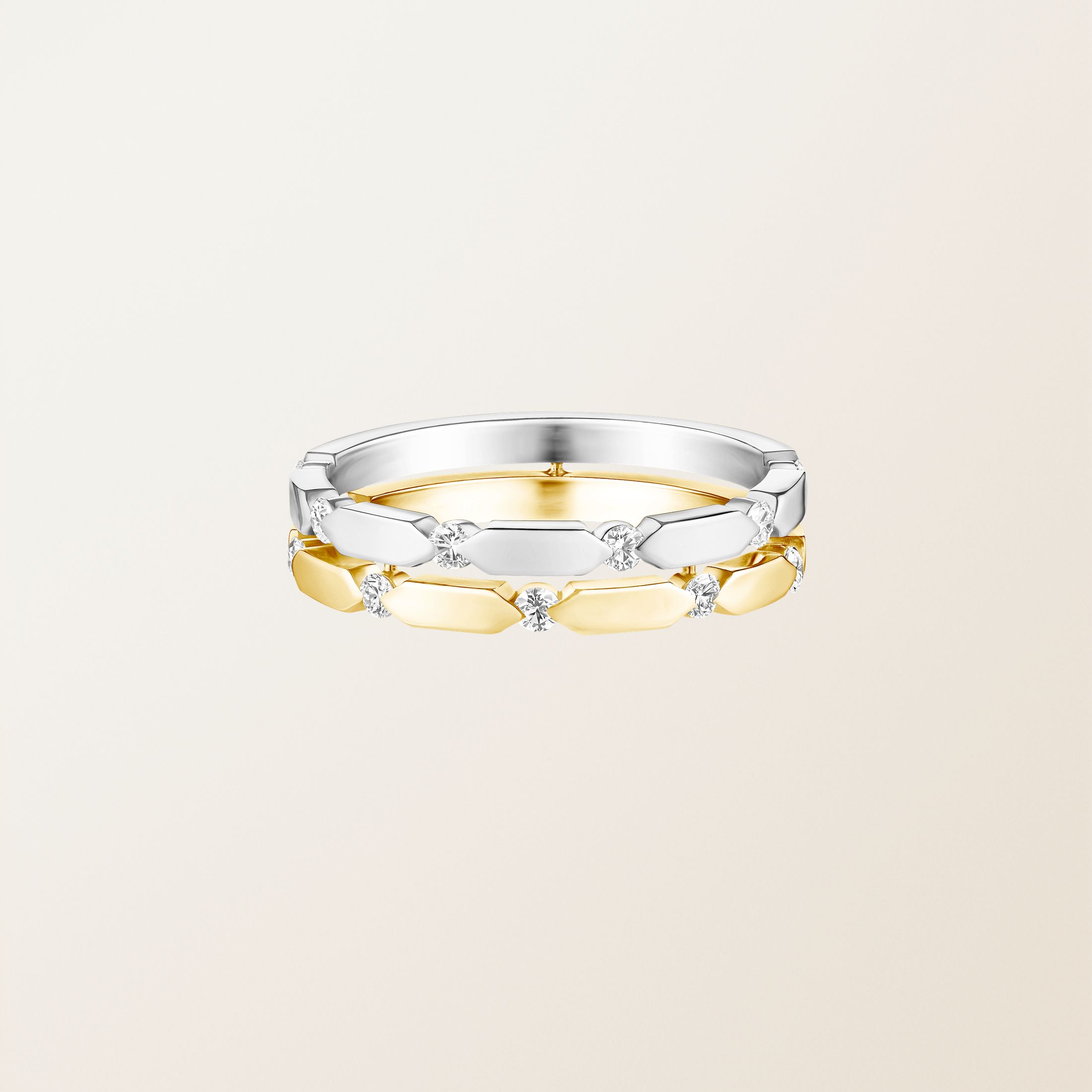 Bague Or blanc / Or jaune 18 cts Diamant MET Duo S