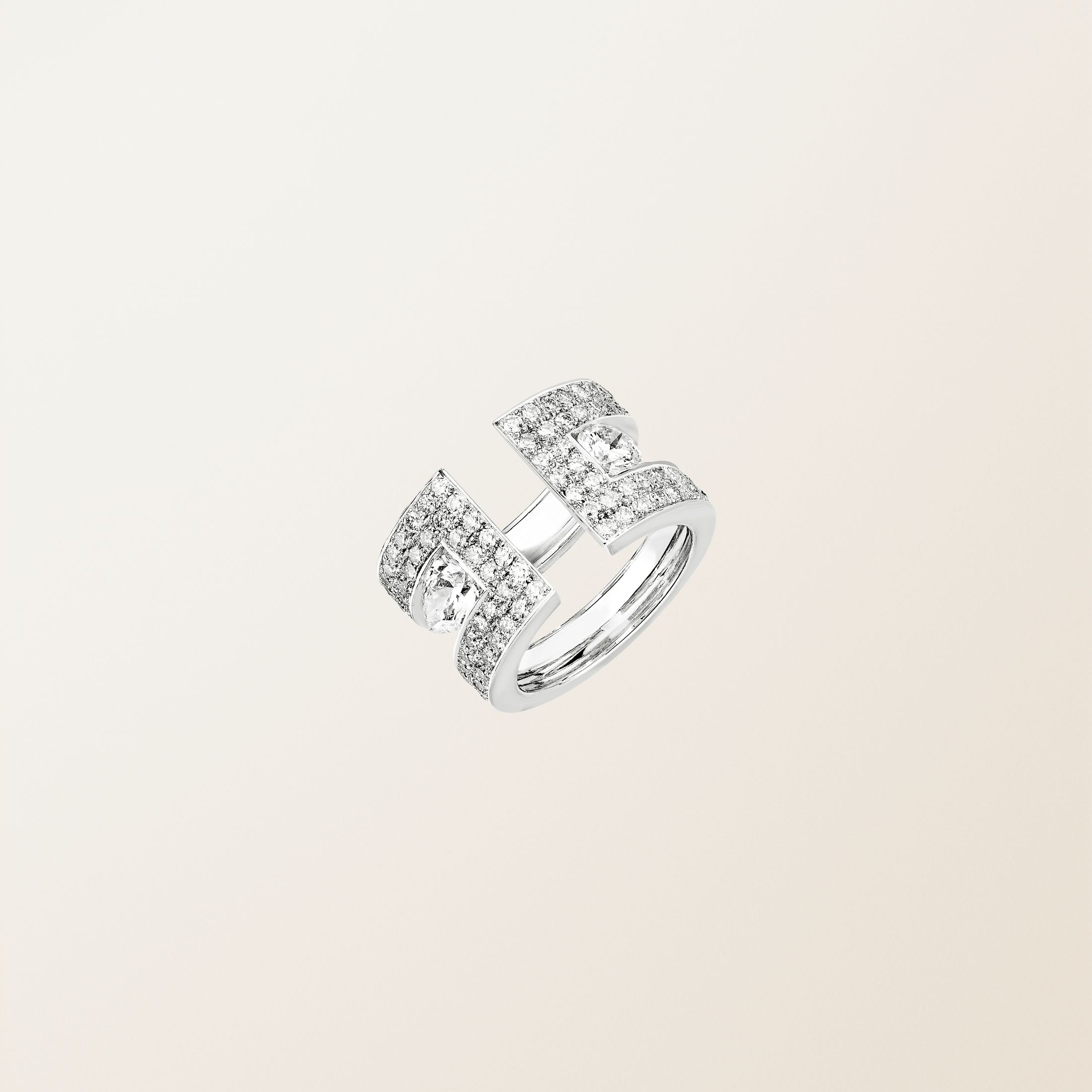 Bague Or blanc 18 cts Diamant Ariane So Pavée