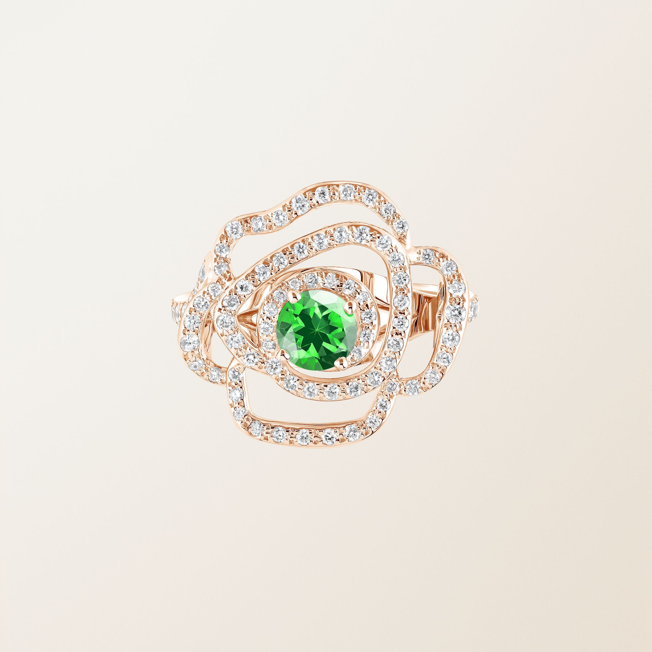 Bague Or rose 18 cts Tsavorite PrimaRosa Alta
