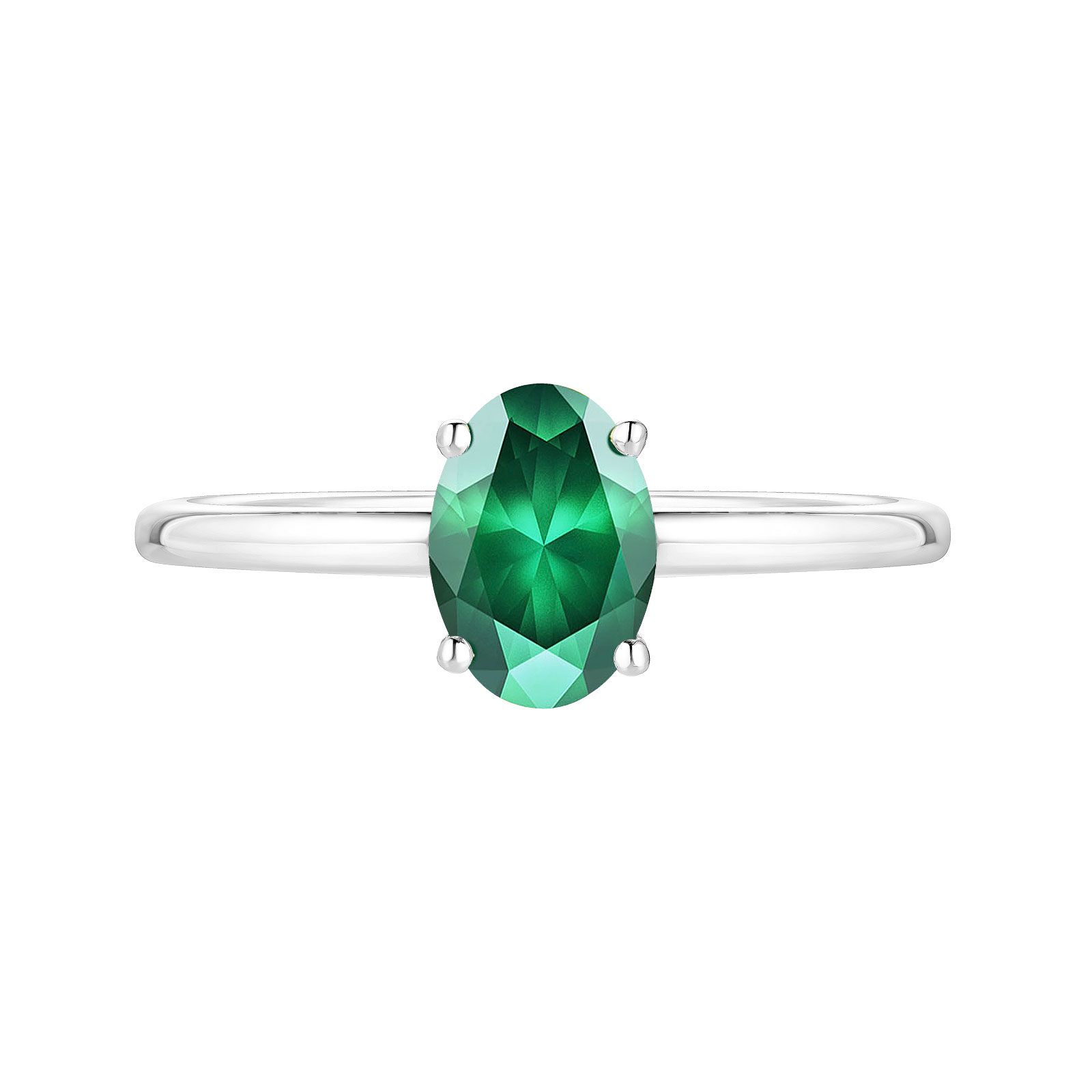 Bague Or blanc Emeraude Lady Ovale 1