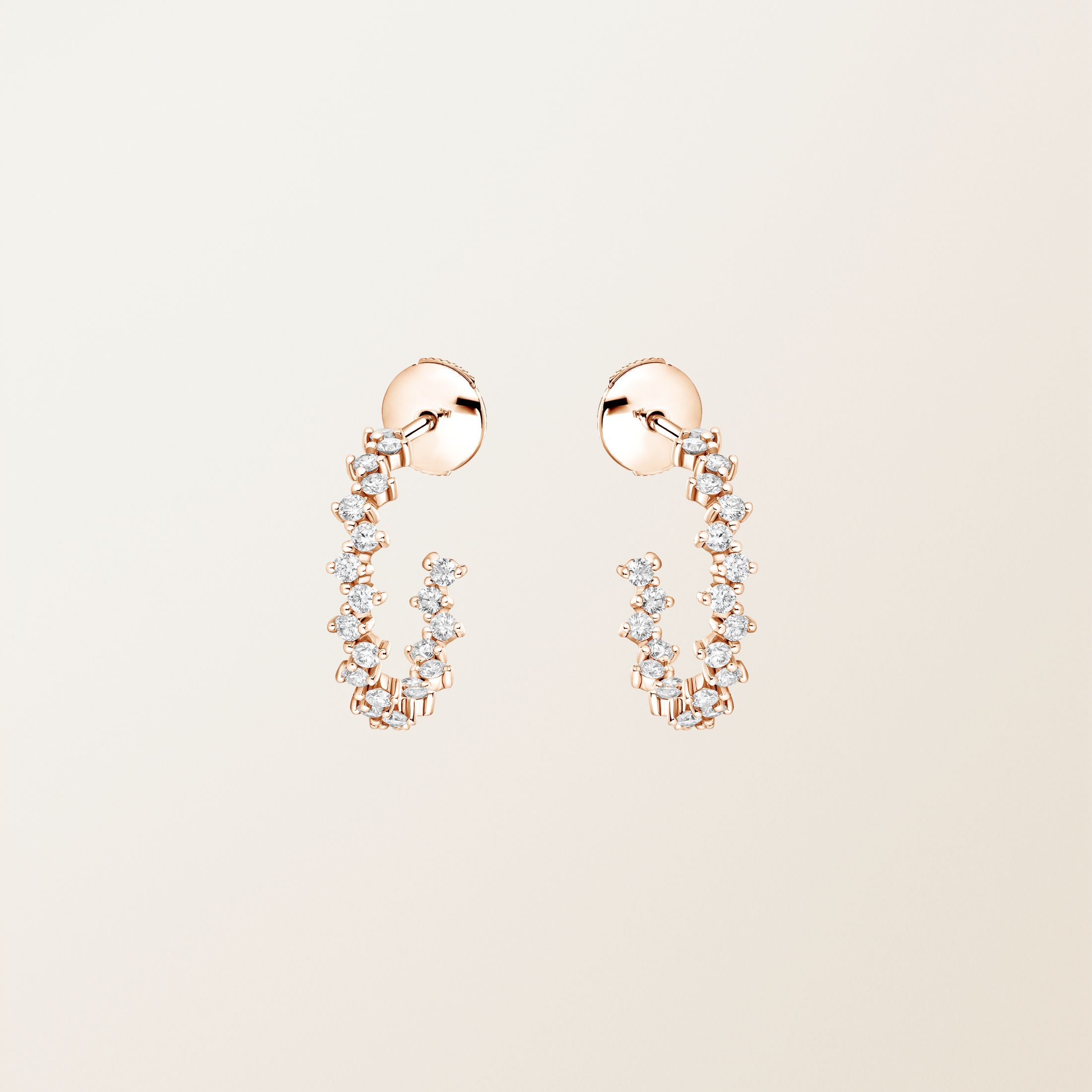 Boucles d'oreilles Or rose 18 cts Diamant Paris 1901 M