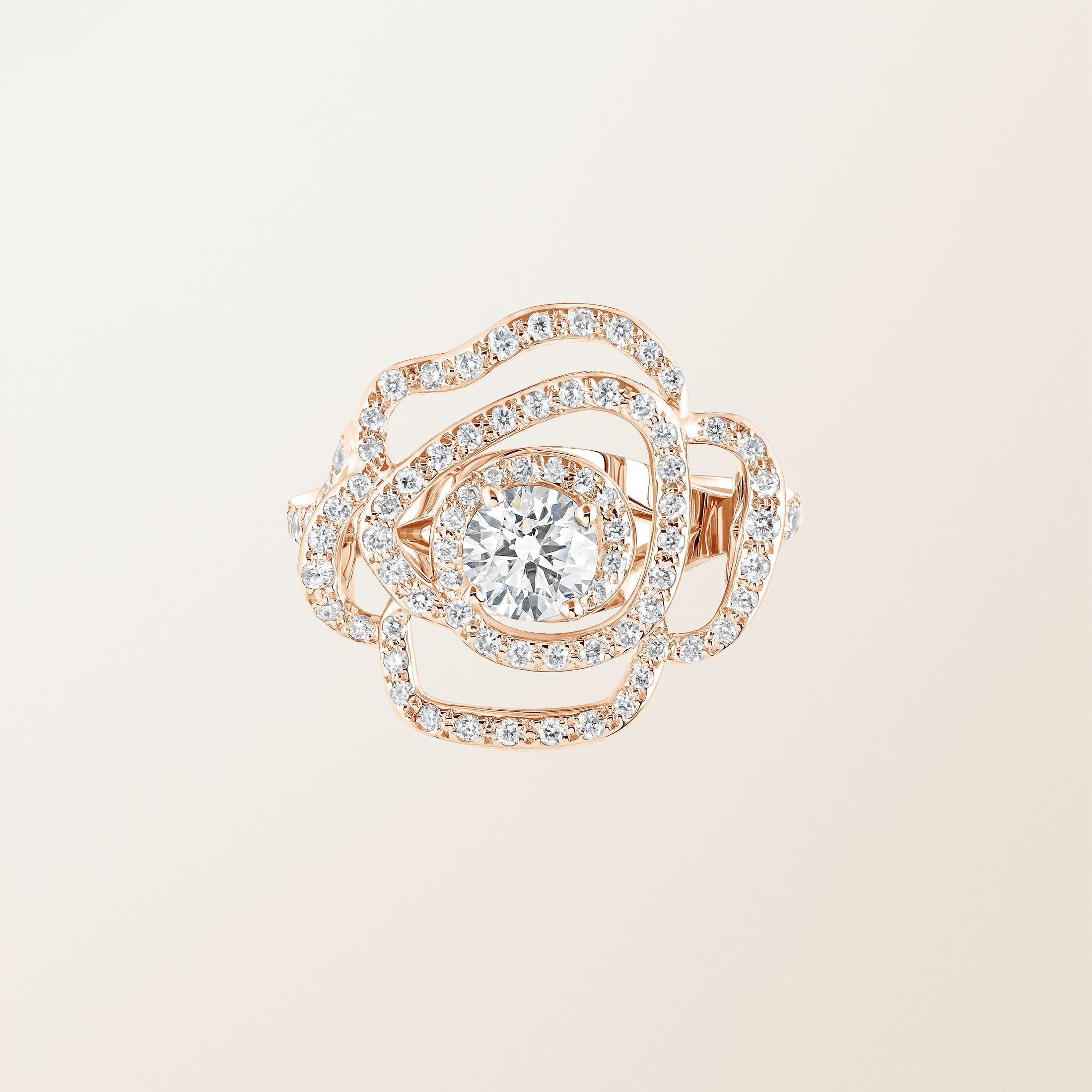 Bague Or rose 18 cts Diamant PrimaRosa Alta