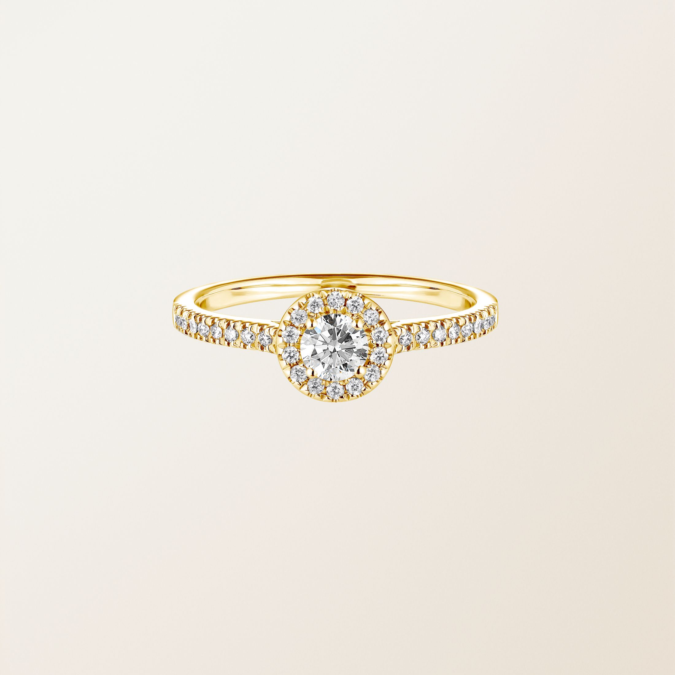 Bague Or jaune 18 cts Diamant Rétromantique S Pavée